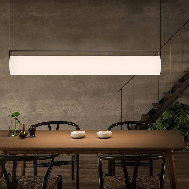 Modern White Rectangular Acrylic Tube Pendant Light - Minimalist Ceiling Fixture for Kitchen Island, Dining Room & Bedroom Lighting