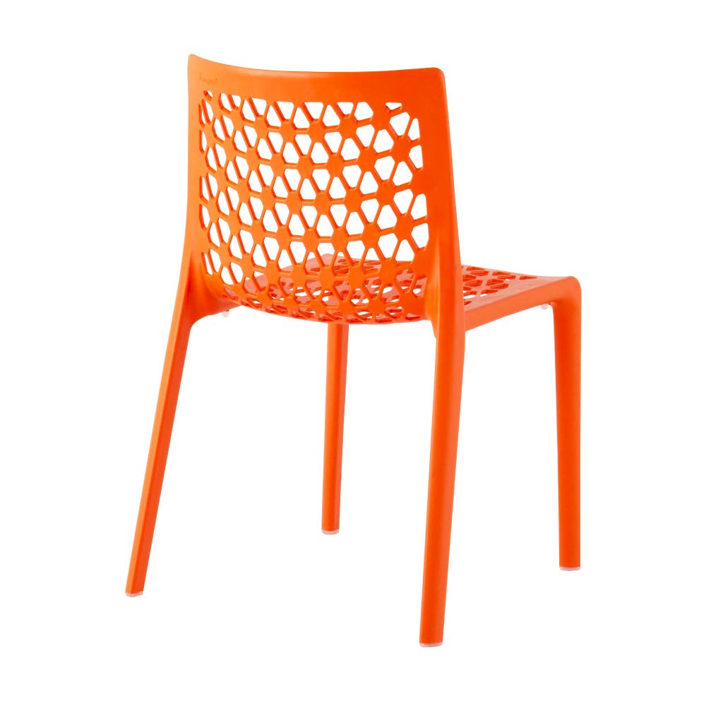 Lagoon Milan Orange Stackable Patio Dining Chair Set of 2 - Outdoor Garden Furniture for Poolside, Backyard, and Terrace Dining
