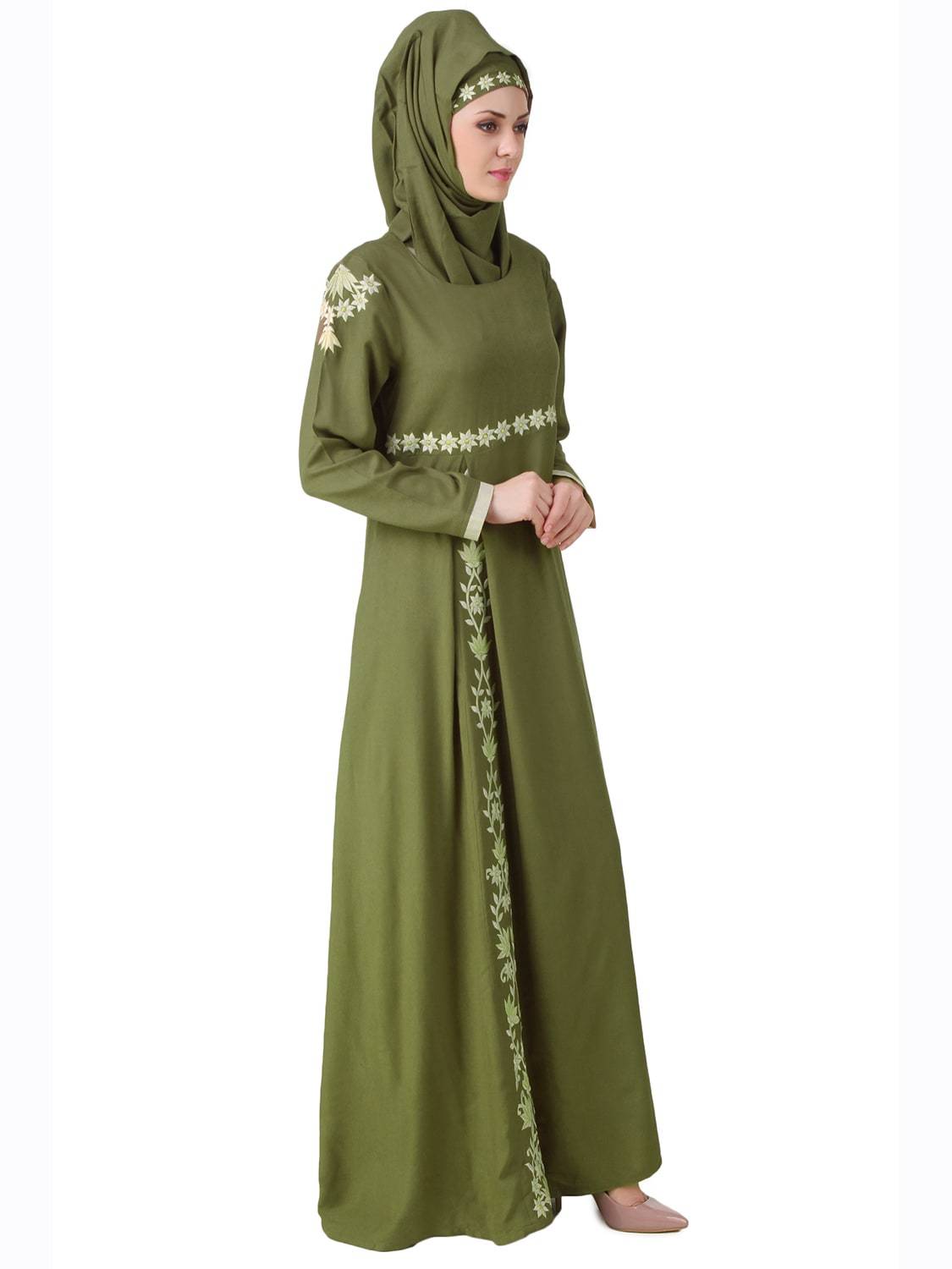 Stylish Afsa Green Rayon Abaya - Modest Islamic Dress for Women - Perfect for Prayer, Eid, and Special Occasions