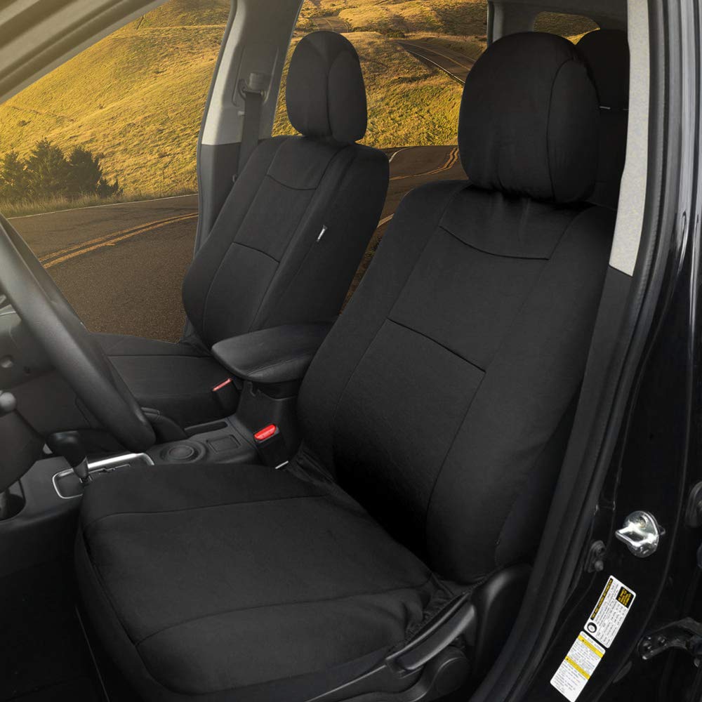 BDK MT-300 4-Piece Universal Car Floor Mats Set with PolyPro Seat Covers & Steering Wheel Cover - Front & Rear Combo for Cars, Trucks, Vans & SUVs | Durable Interior Protection for All-Weather Use & Easy Cleaning