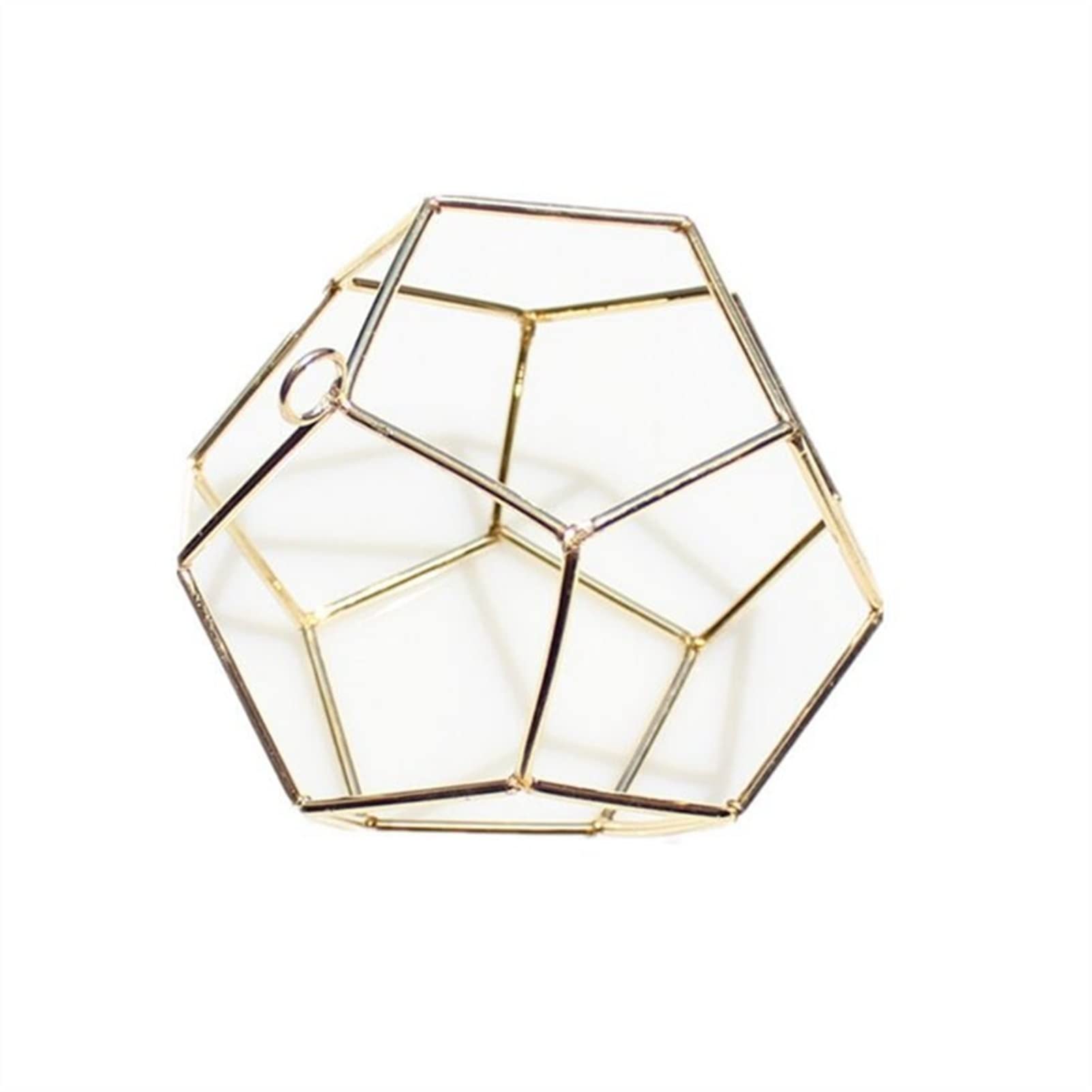 5-Pack Modern Geometric Metal Air Plant Holder - Himmeli Hanging Planter Stand for Tillandsia & Air Plants (Golden) - Perfect for Home, Office & Boho Decor