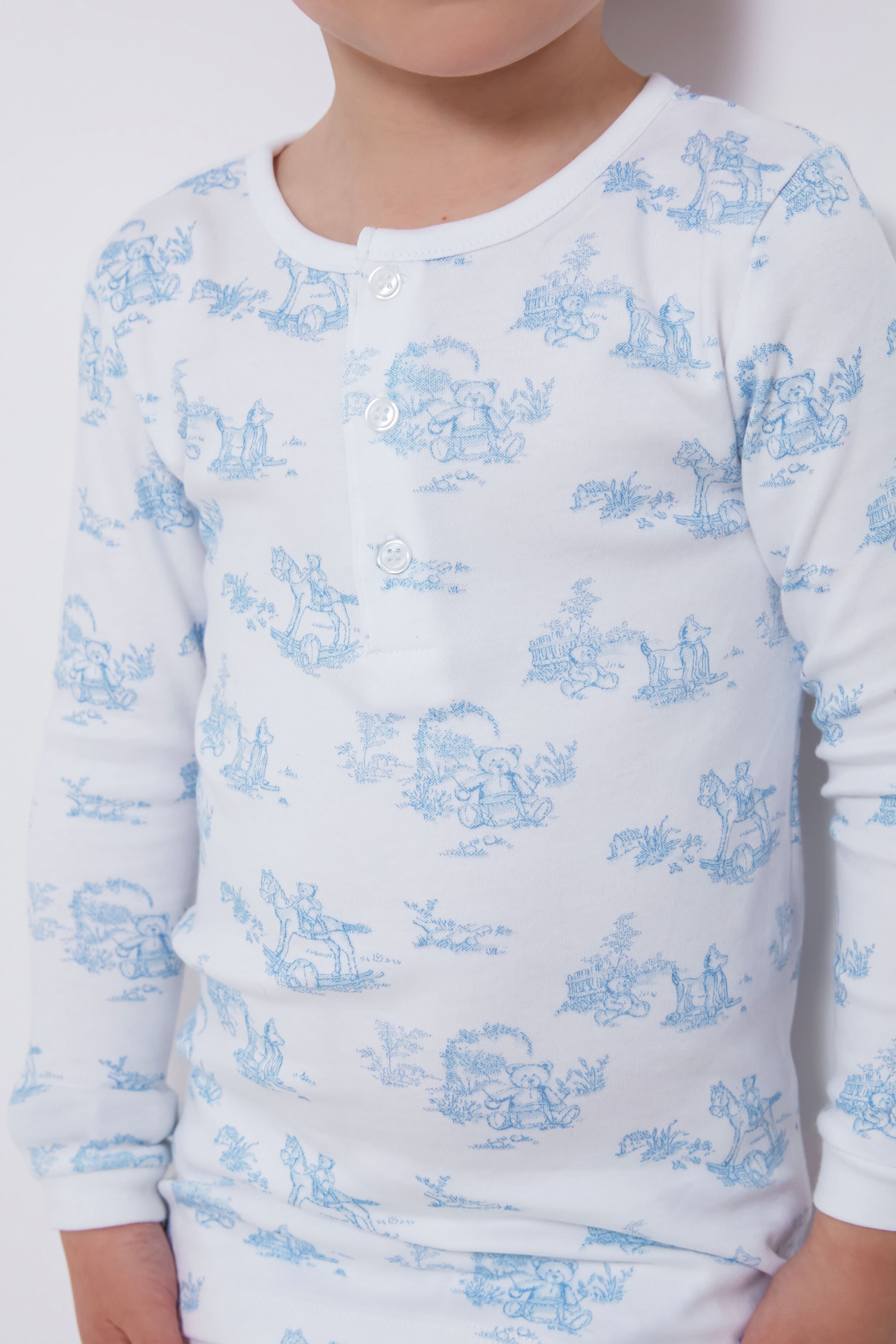 Blue Toile Pajamas Set for Women - Soft Cotton Sleepwear for Lounge & Nighttime Comfort - Perfect for Relaxing at Home or Gift Giving