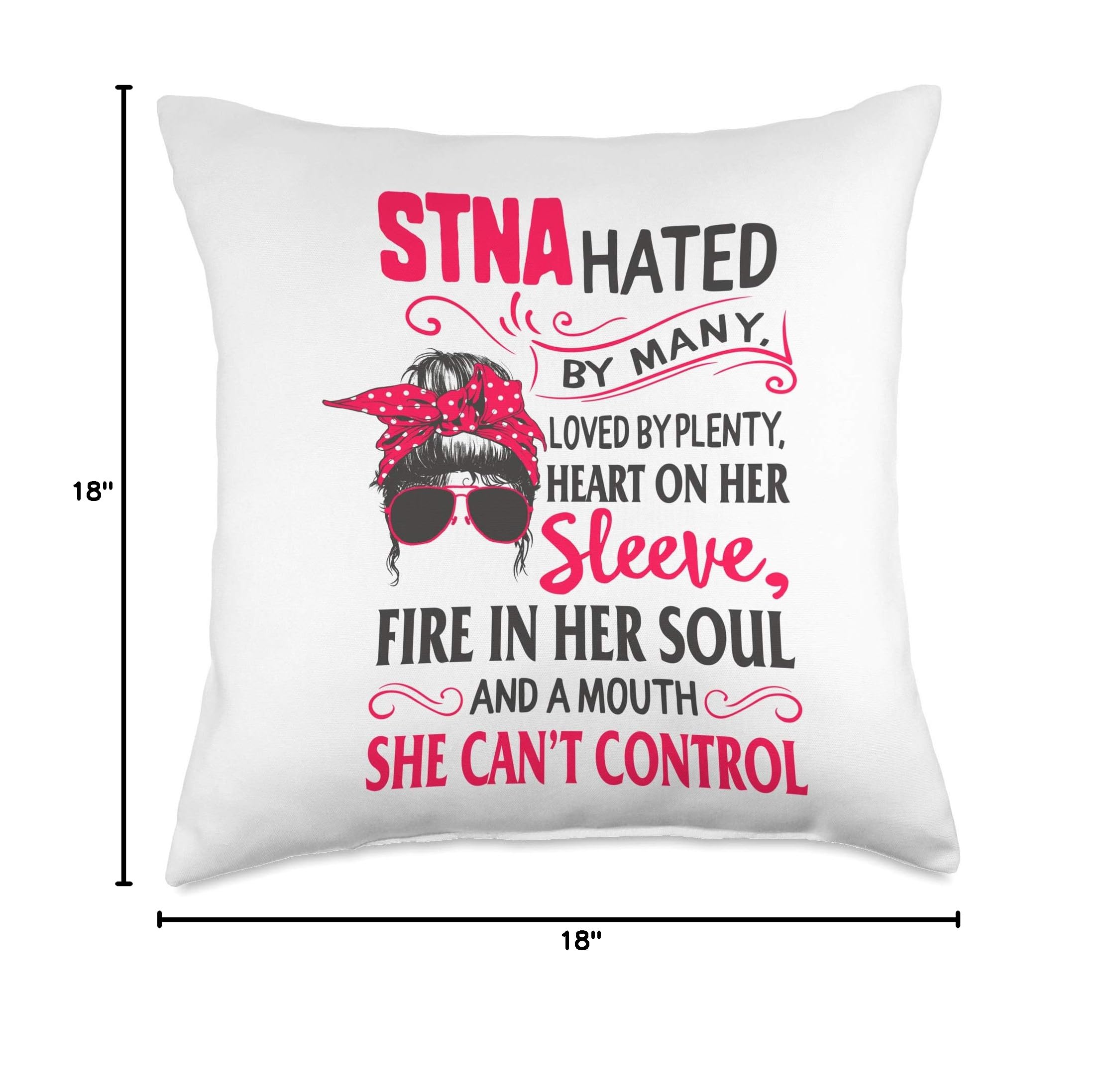 STNA Nurses Week Throw Pillow - Funny Nursing Saying 'Can't Control My Mouth' Gift for Mother's Day - Perfect for Nurses, Healthcare Workers & Medical Office Decor