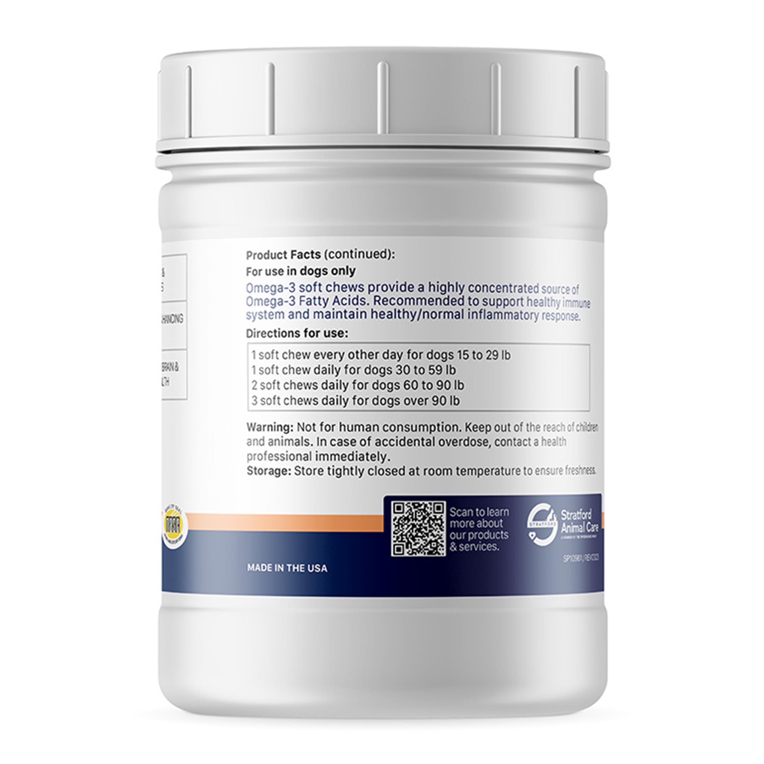 Stratford Pharmaceuticals EZ Chew Omega 3 Fatty Acid Soft Chew Max Strength for Dogs - Fish Oil Supplement for Large & Giant Breeds - 150 Count Delicious Soft Chew Treats - Supports Joint, Skin & Coat Health - Perfect for Daily Nutrition & Training Rewards