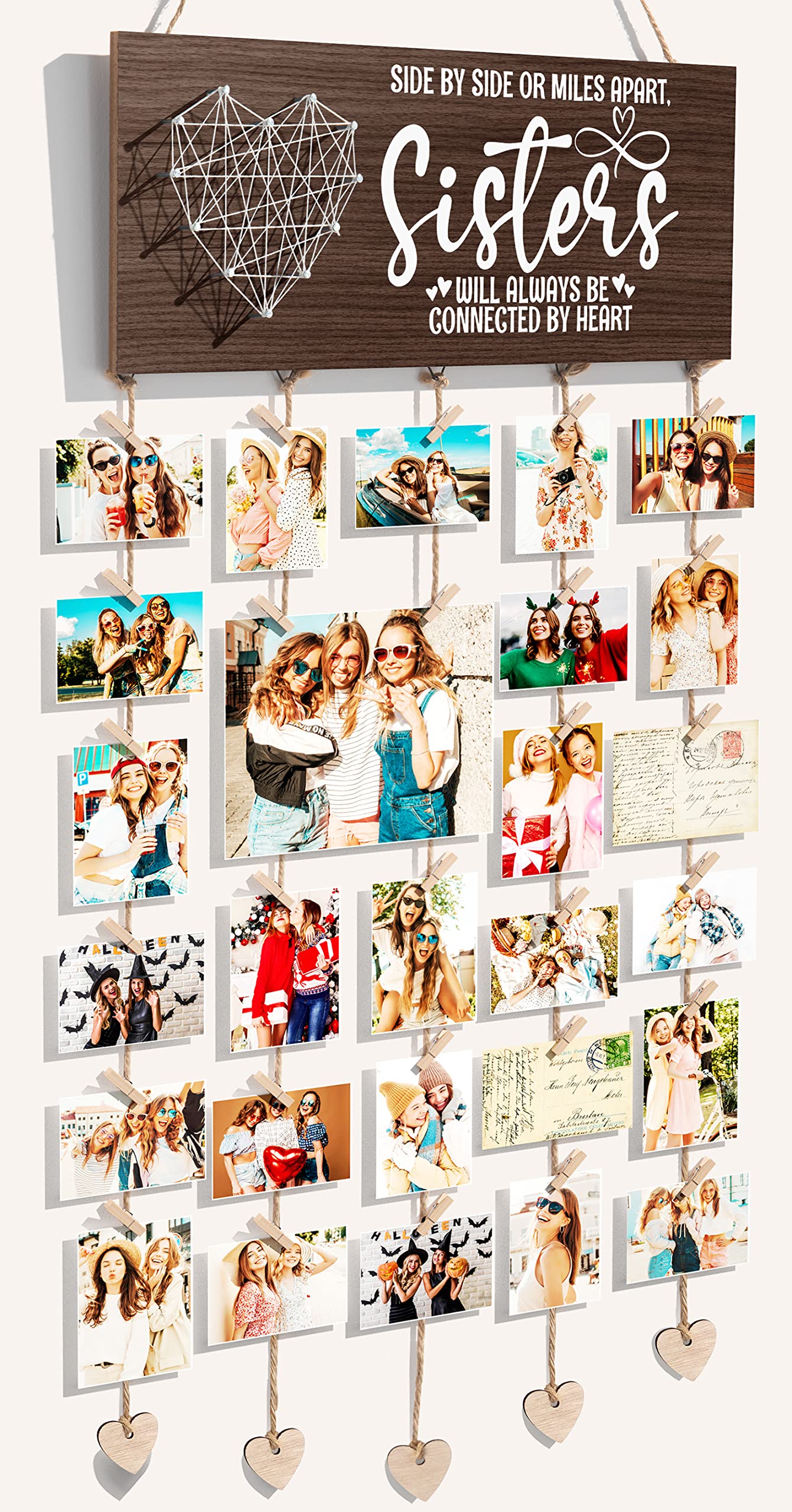 Best Sister Gifts - Personalized Sister Picture Frame & Christmas Card Holder - Unique Birthday Gifts for Sister from Brother, Sister-in-Law or Best Friend - Perfect for Home Decor, Bedroom Wall Display & Soul Sister Keepsakes