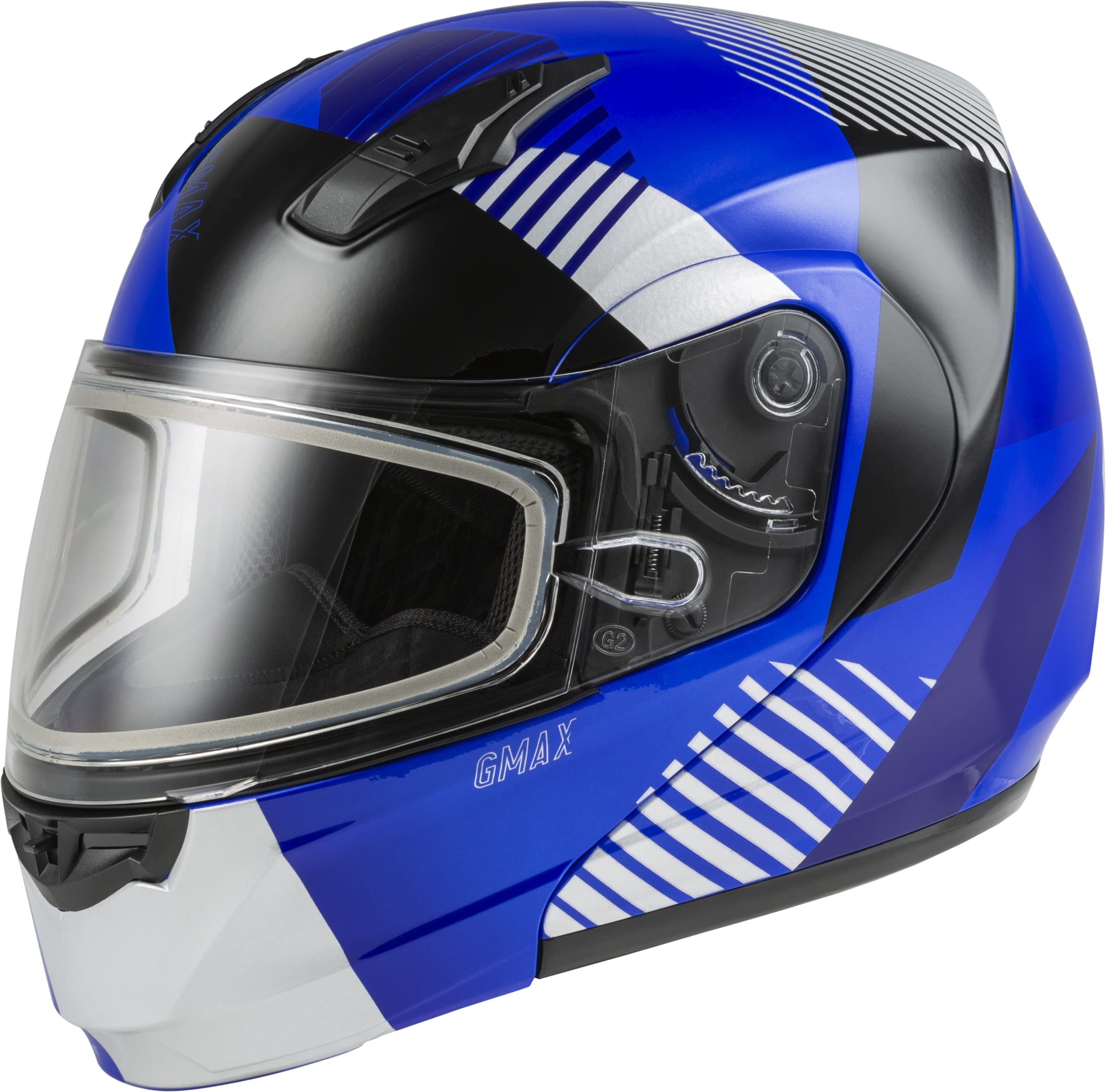 GMAX MD-04S Lightweight Modular Snowmobile & Motorcycle Helmet - DOT Certified Full Face Protection for Men & Women (Blue/Silver/Black) - Ideal for Snow Sports, ATV Riding & Street Biking