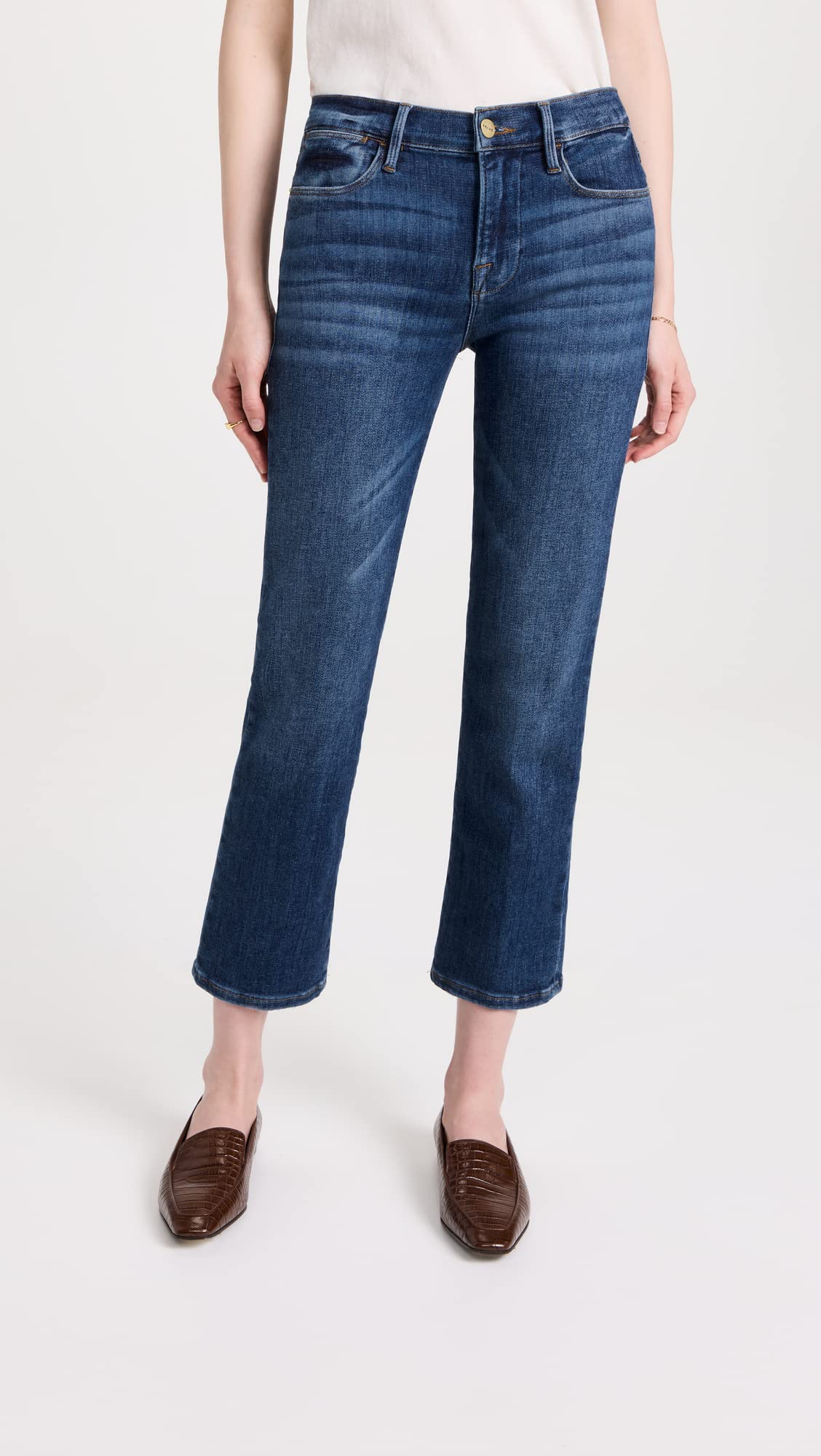 FRAME Women's High Waist Straight Leg Jeans - Slim Fit Denim Pants for Casual Wear & Everyday Outfits