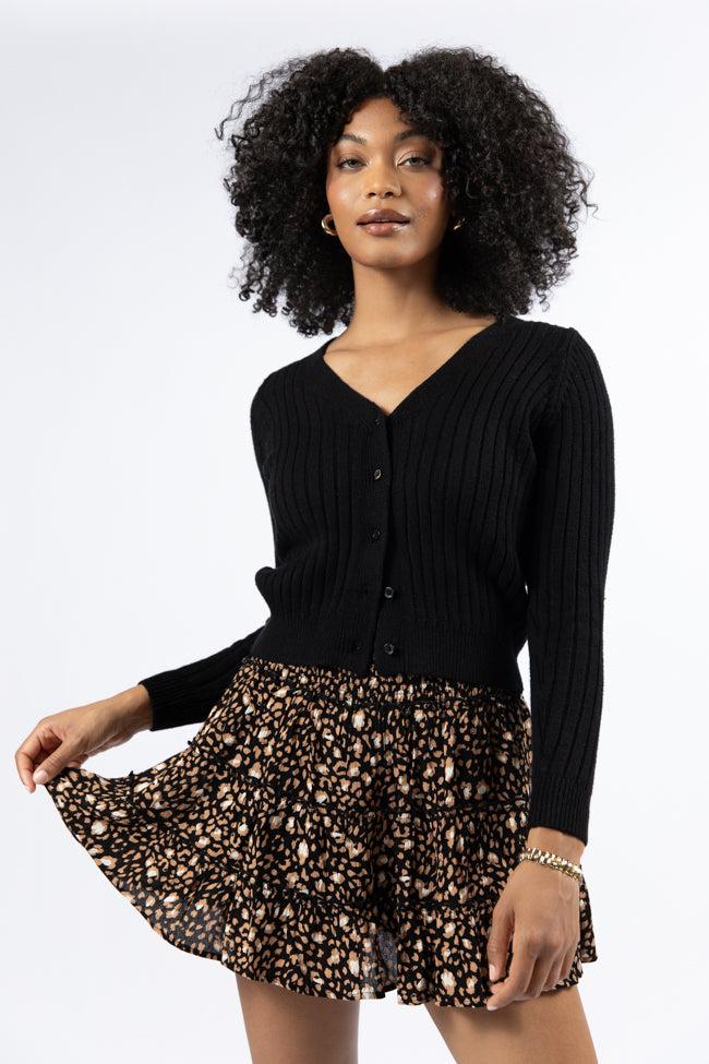 Black Leopard Print Mini Skort - Women's Stretchy Tennis Skirt for Running, Yoga & Casual Wear | Final Sale