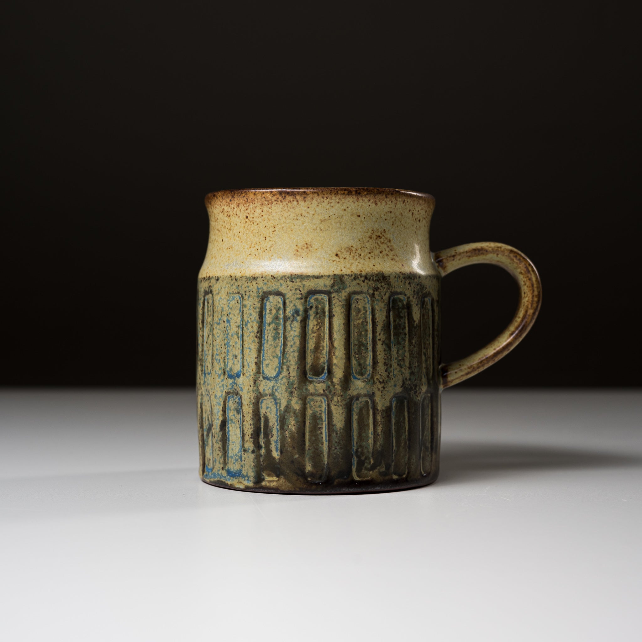 Seto Ware KASHIWA Vertical Line Ceramic Mug Cup - 270ml (9oz) Japanese Tea Coffee Cup - Perfect for Home, Office & Gift Giving