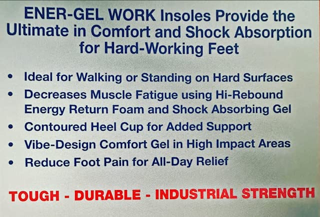 Premium WORK Insoles for Men & Women - Large Size (Men 10-14, Women 11+) | Made in USA | All-Day Comfort for Standing, Running & Work Boots