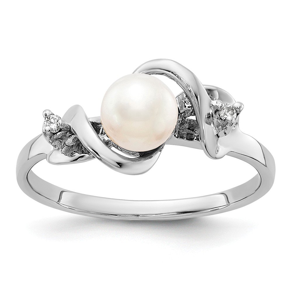 14K White Gold Black Cultured Pearl & Diamond Ring for Women | Elegant Jewelry for Weddings, Anniversaries & Special Occasions | Jewels By Lux