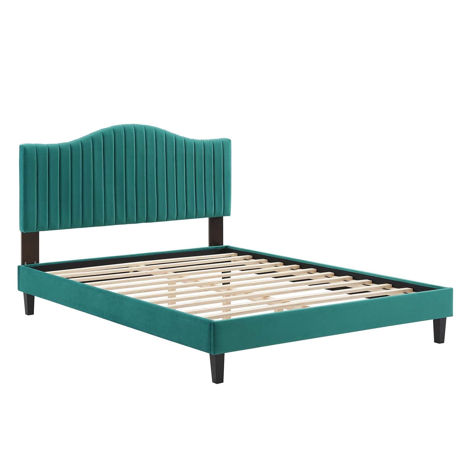 Modway Juniper King Size Platform Bed Frame in Teal - Modern Minimalist Bedroom Furniture for Small Spaces & Guest Rooms