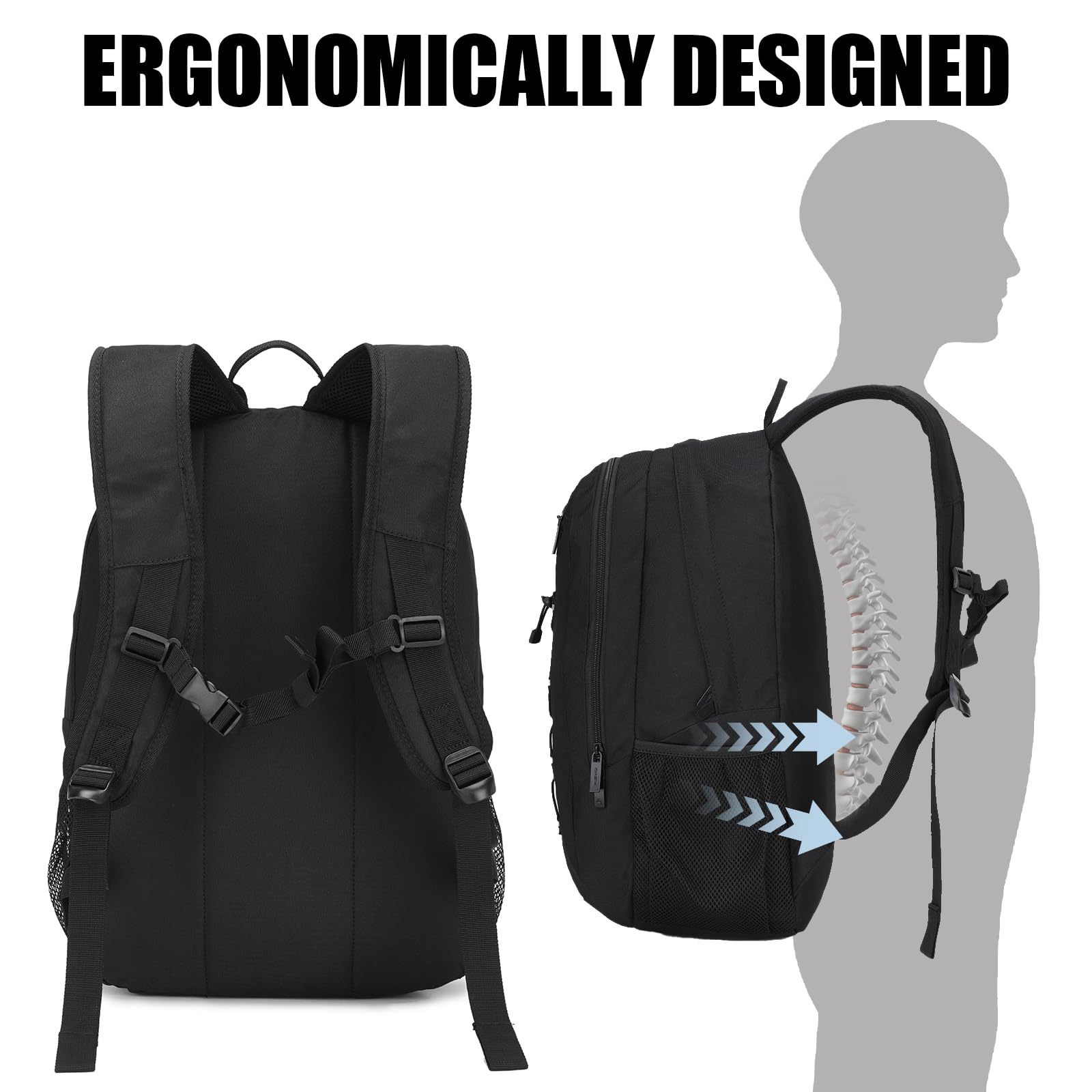 HEAD 30L Waterproof Travel Backpack for Men - Lightweight Laptop Backpack Fits 15.6 Inch Notebook - Durable College, Gym, Hiking & Work Backpack - Perfect for Commuting, Outdoor Adventures & Daily Use