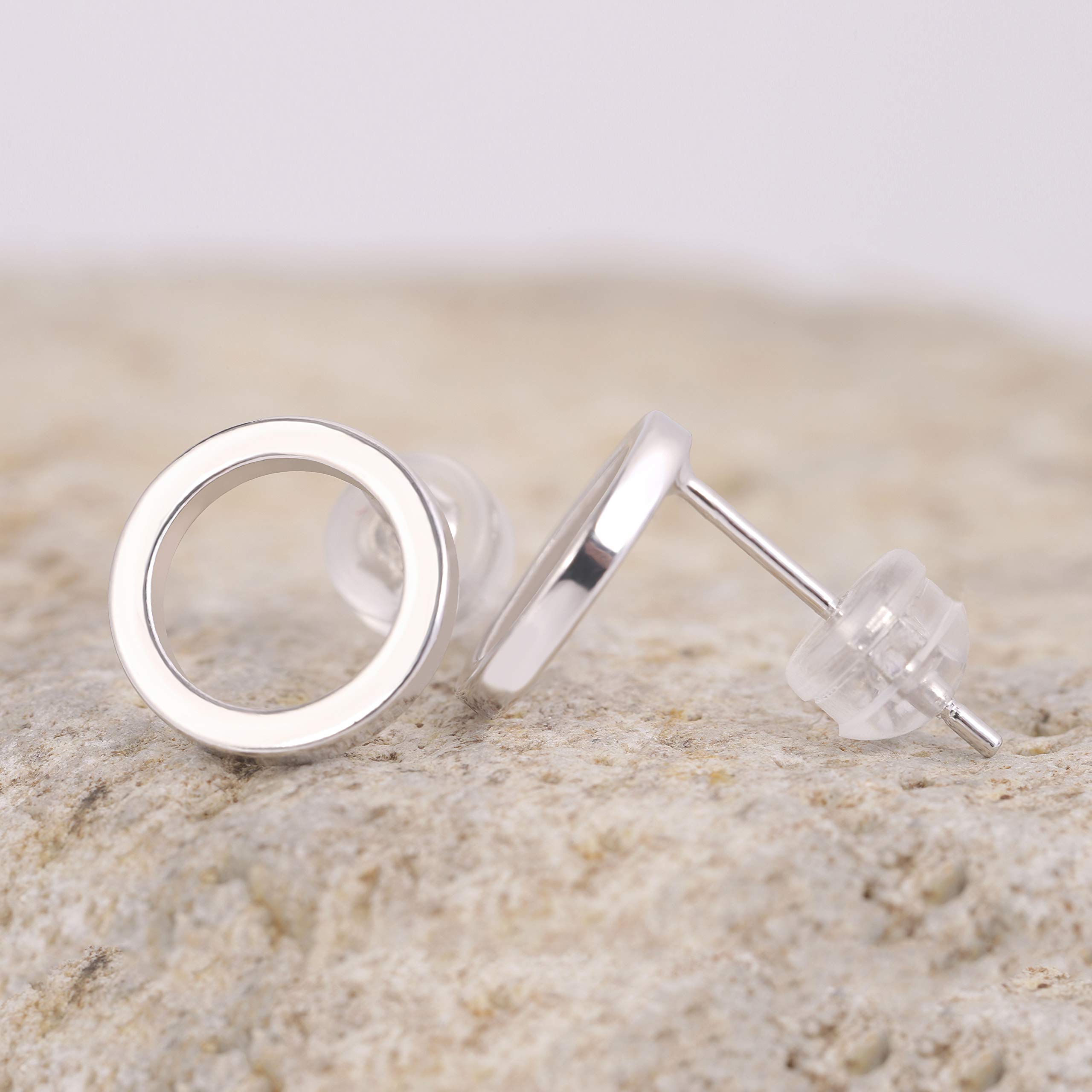 18K Gold Pearl Stud Earrings for Women - 10MM Small Round Hoop Earrings, Minimalist Circle Post Studs, Unisex Jewelry Gift for Birthday, Anniversary & Everyday Wear