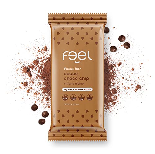 The Feel Bar | Plant-Based Protein Bars (Pack of 10) | 2oz Each | Keto, Vegan & Gluten Free | Gut-Friendly, Low Glycemic | Non-GMO, Nut Free, Dairy Free | Cacao Choco Chip Flavor – Perfect for Post-Workout, Snacking & On-the-Go Nutrition