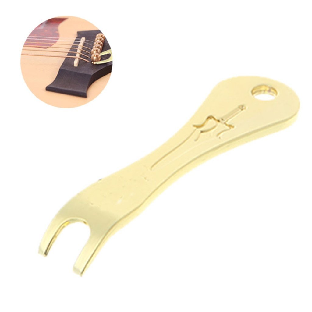 Acoustic Guitar Bridge Pins Puller & Peg Remover Tool - Professional String Change Accessory with Metal Extractor - Multifunctional Guitar Maintenance Kit (Gold) - Perfect for Guitar Repair, String Replacement & Instrument Care