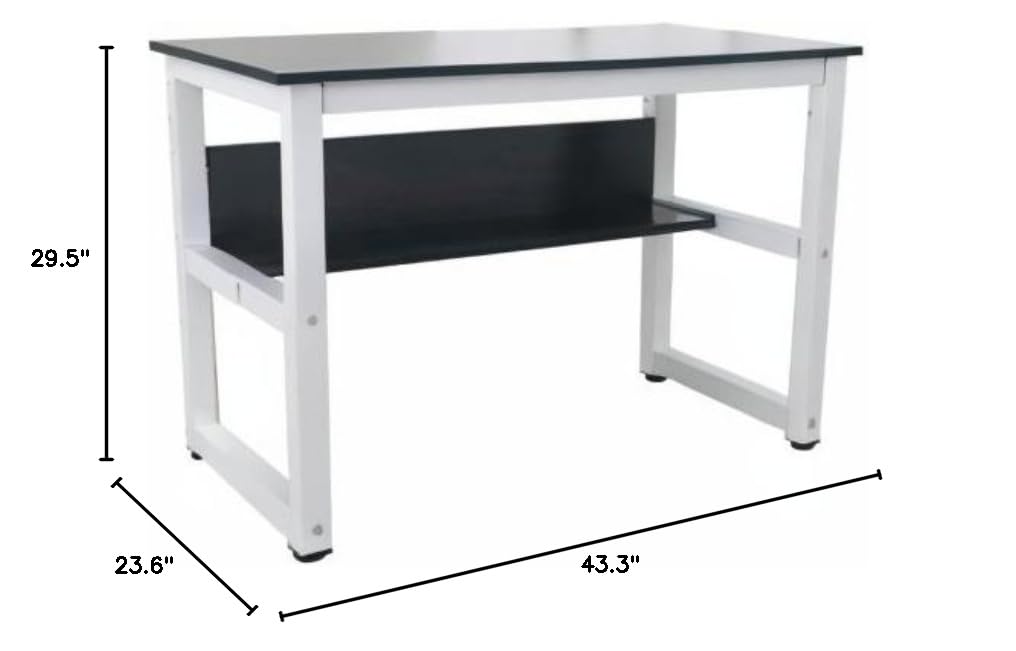 Modern Writing Desk for Home Office - Ergonomic Study Desk with Storage | Perfect for Remote Work, Online Classes & Small Spaces