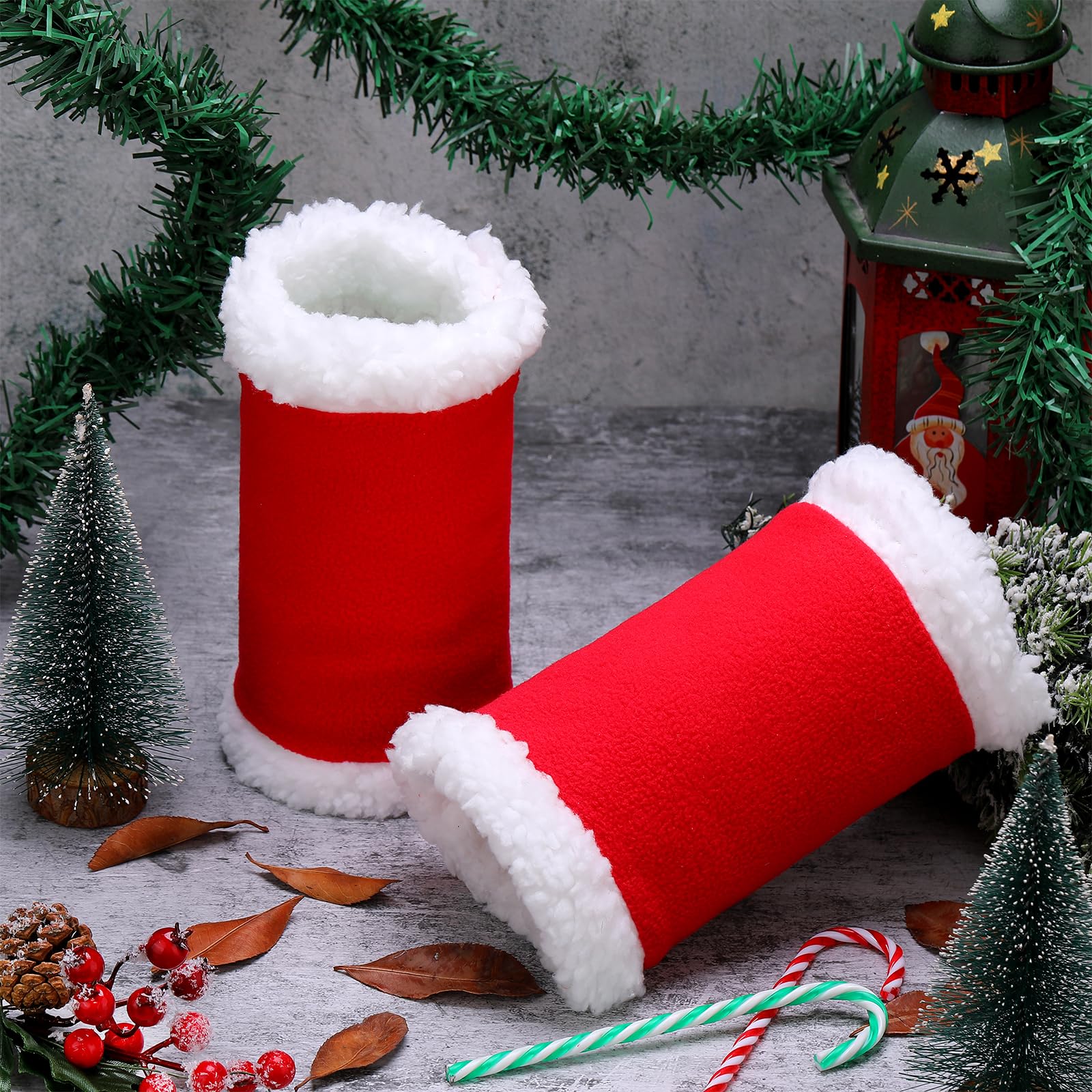 12 Pcs Christmas Horse Leg Wraps - Faux Fur Polyester Standing Wraps for Horses & Sheep - Santa Style Leg Warmers for Christmas Parades & Holiday Parties - Perfect for Festive Events & Costume Contests