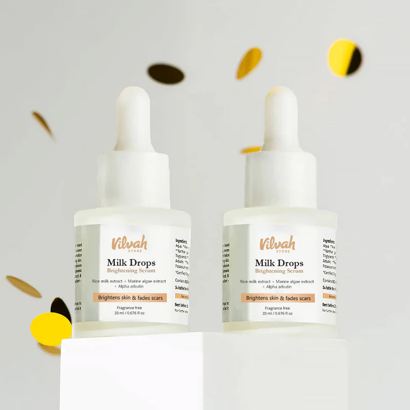 Milk Drops Brightening Serum for Glowing Skin - Vitamin C & Hyaluronic Acid Face Treatment | Perfect for Day & Night Skincare Routine