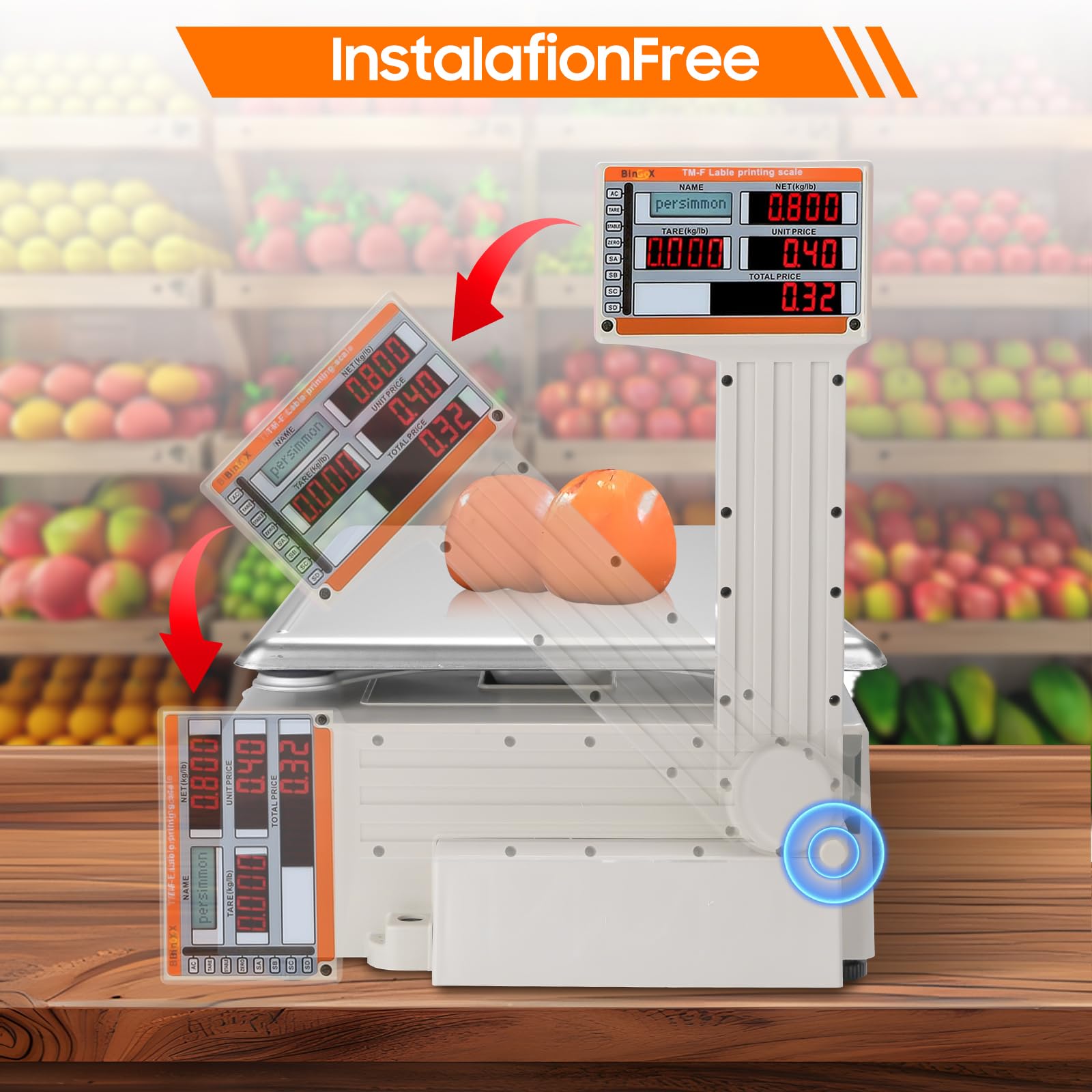 High Precision Commercial Digital Scale with Barcode Label Printer - 66 lbs Capacity for Retail, Supermarkets, Deli, Butcher Shops & Farmers Markets | Perfect for Weighing & Pricing Meat, Produce & Bulk Items