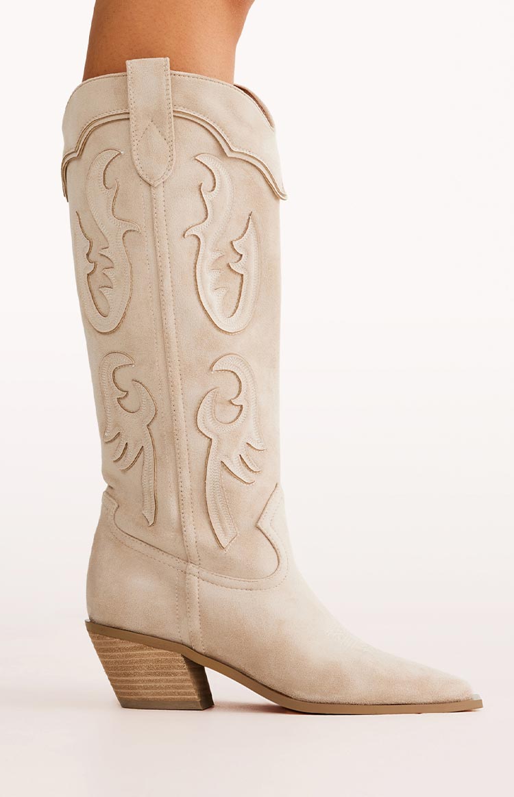 Billini Tulie Beige Cowboy Boots for Women - Western Ankle Booties with Block Heel | Perfect for Country Music Festivals, Rodeo Events & Fall Fashion Outfits