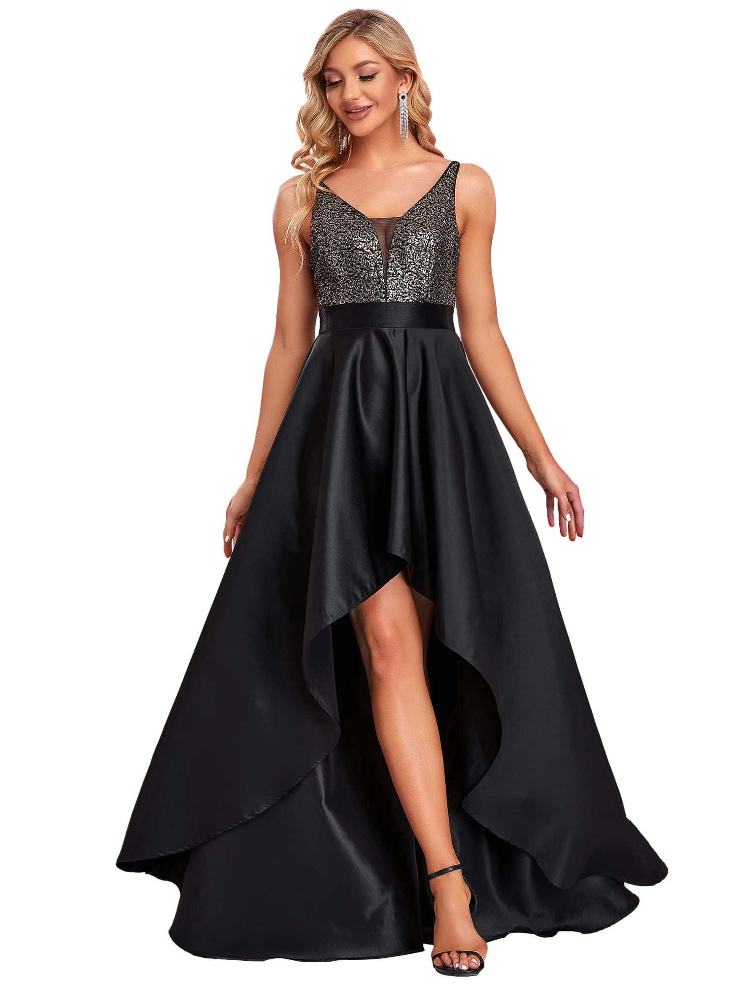 Ever-Pretty Women's Elegant V-Neck A-Line High-Low Party Dress - Long Evening Gown for Prom, Wedding & Special Occasions | Flattering Fit & Comfortable Fabric | Perfect for Cocktail Parties, Dinners & Formal Events