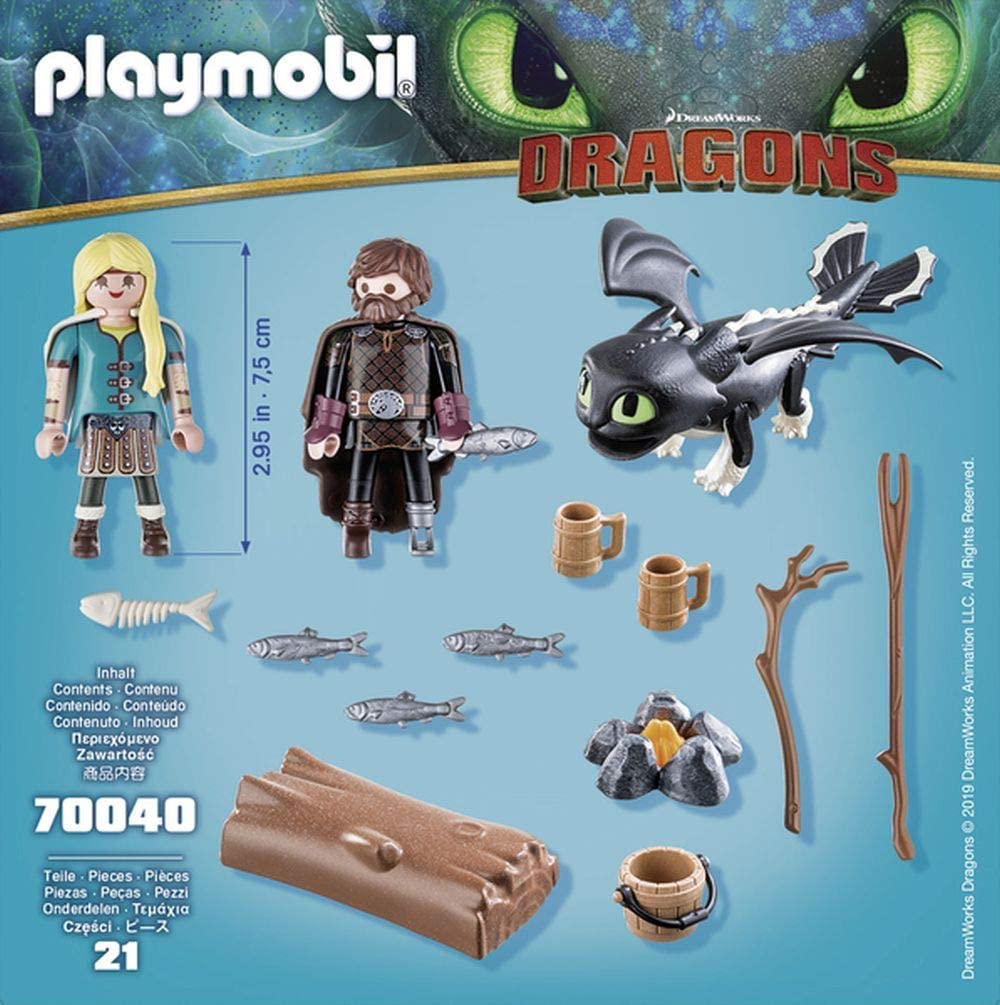 PLAYMOBIL How to Train Your Dragon III Hiccup & Astrid 70040 Action Figure Set - Perfect for Kids' Playtime, Collectors & Movie Fans