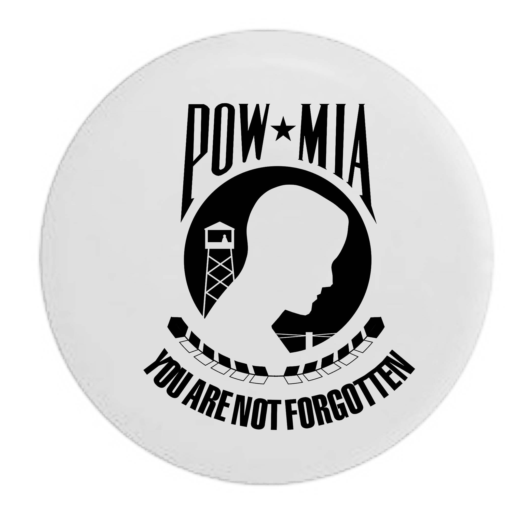 POW MIA Military Vietnam Veteran Tribute RV Spare Tire Cover - White 32 Inch | Durable Outdoor Tire Protector for Camping, Travel & Patriotic Displays