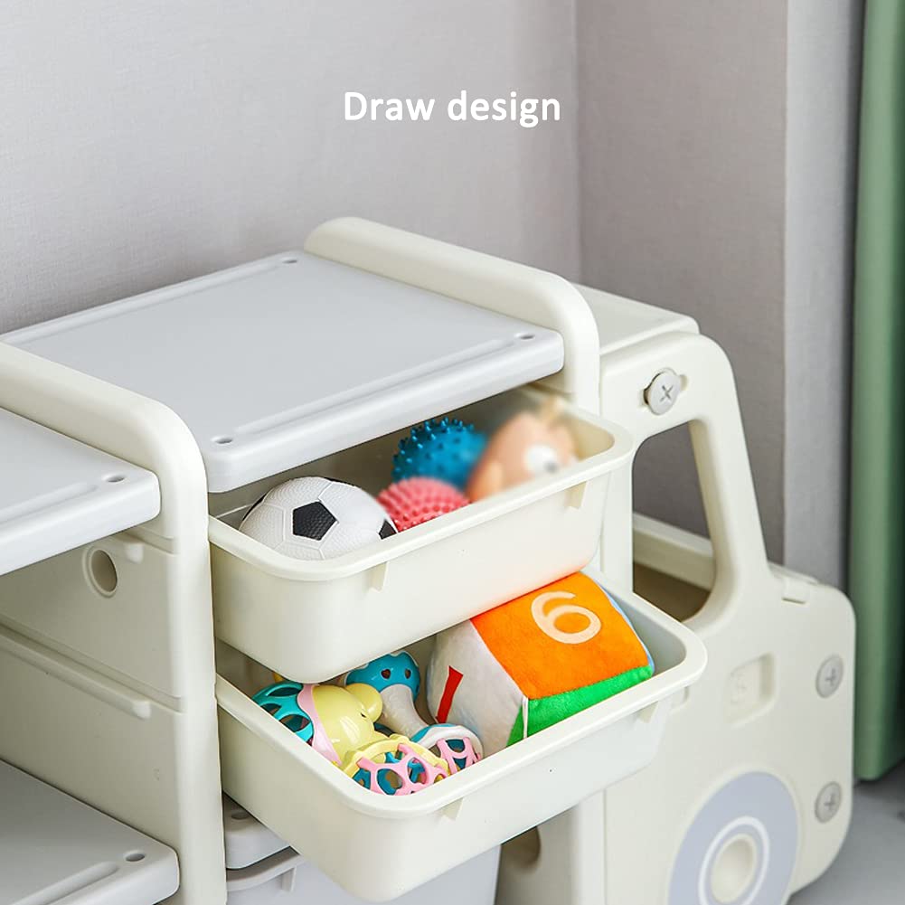 WAYUTO Extra Large Kids Toy Storage Organizer - 6 Bin Toy Organizer with Shelves, Closet Organizer for Bedroom, Playroom & Living Room - Perfect for Organizing Toys, Books & Clothes (White)