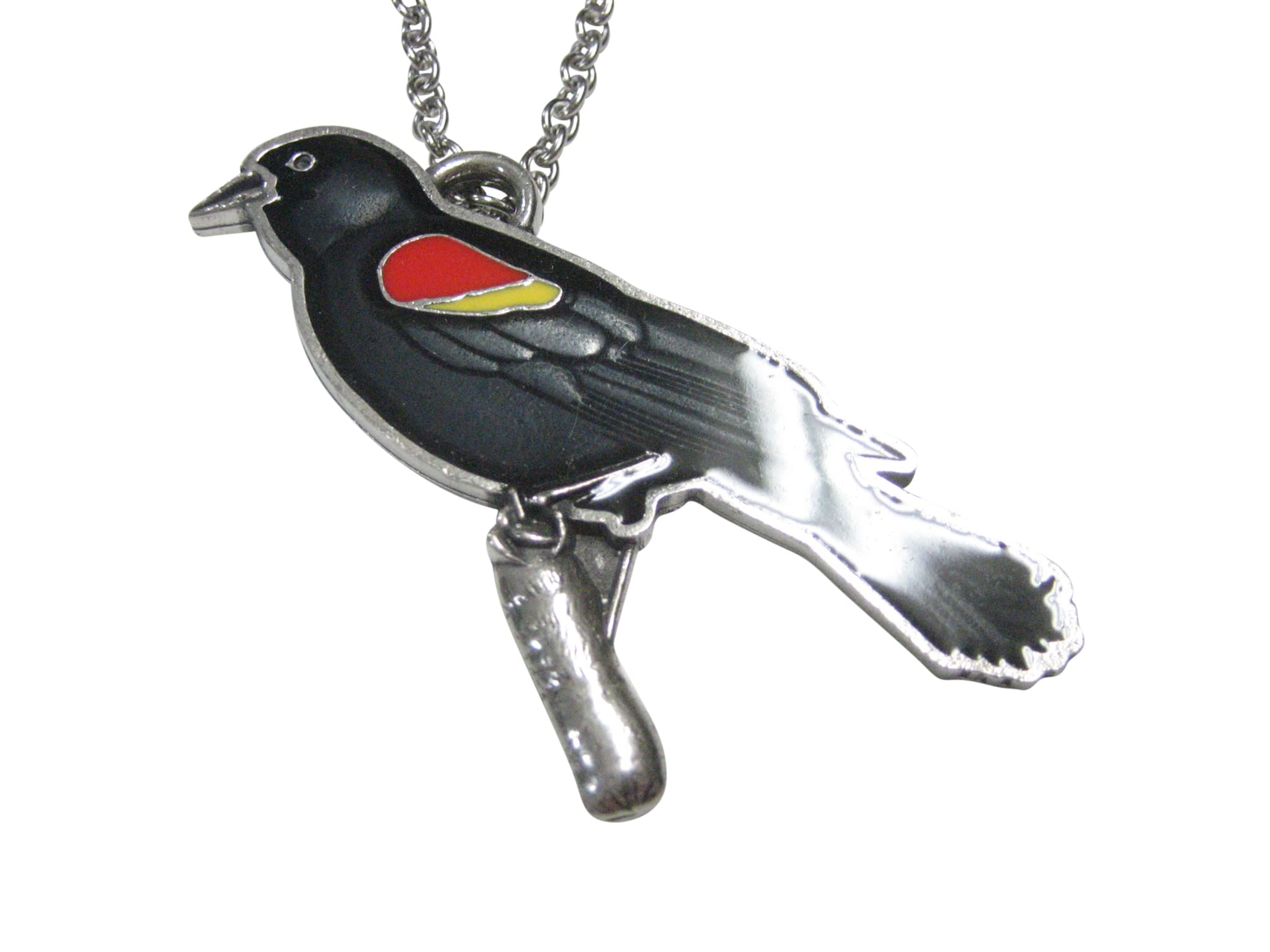 Kiola Designs Large Redwing Blackbird Pendant Necklace - Handmade Bird Jewelry for Women - Perfect Gift for Nature Lovers & Birdwatchers