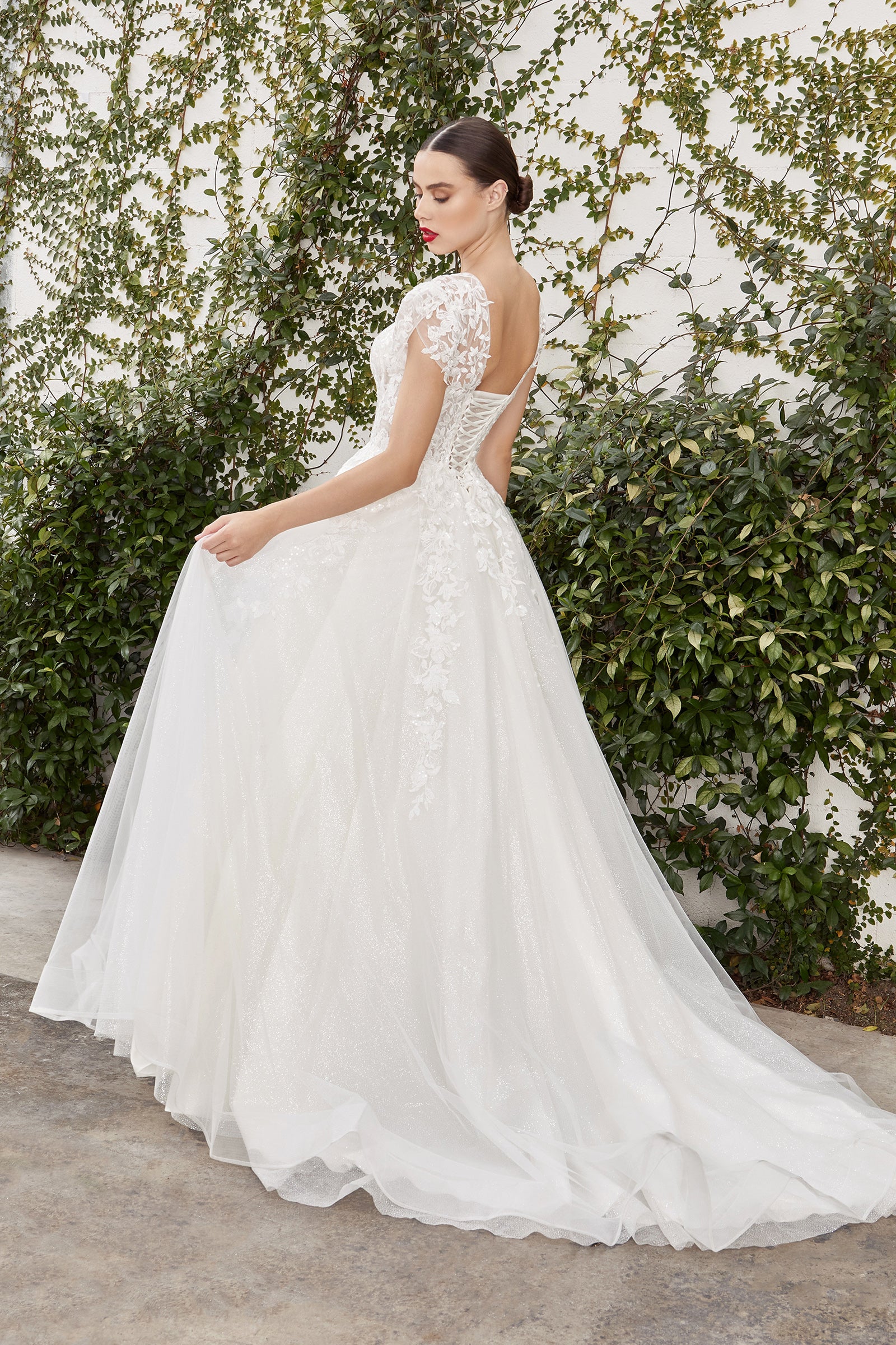 Elegant Catherine Cap Sleeve Lace Ball Gown by Andrea & Leo | A1082W | Perfect for Weddings, Prom & Formal Events