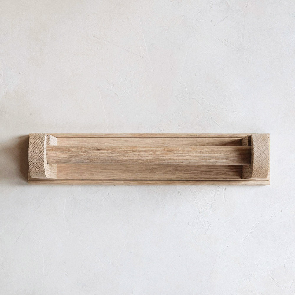 Premium Oak Wood Wall-Mounted Paper Towel Holder - Rustic Kitchen & Bathroom Organizer for Easy Access & Space Saving