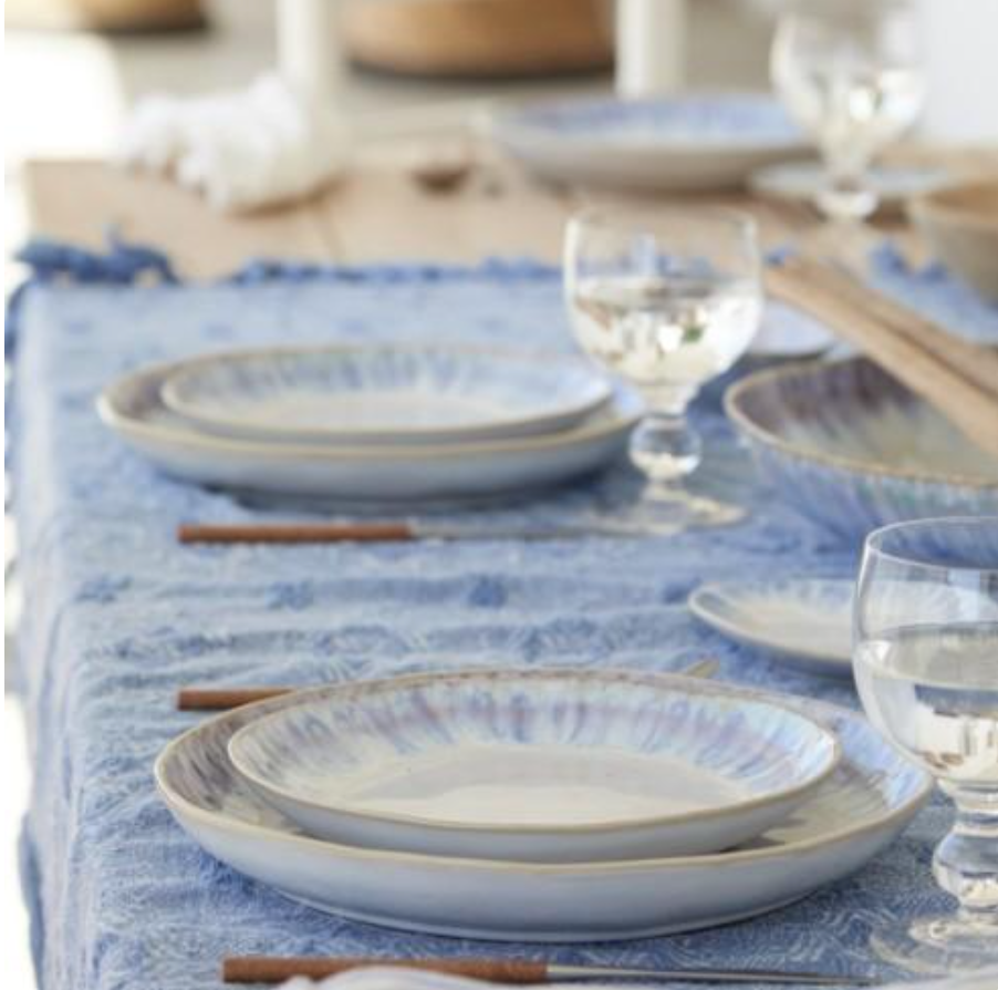 Brisa Blue Ceramic Dinner Plates Set of 4 - Elegant & Durable Dishware for Everyday Meals, Dinner Parties & Restaurant Use