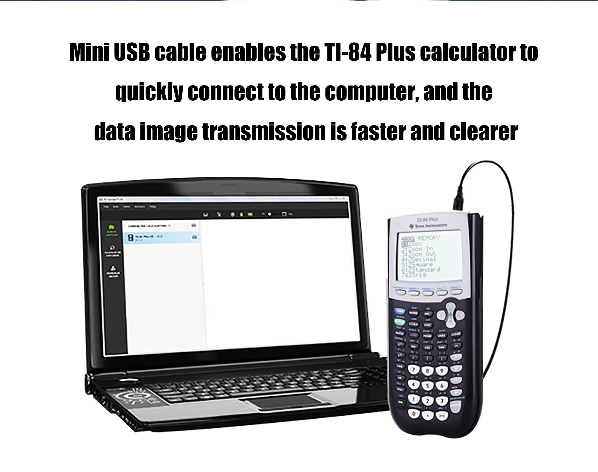 2-in-1 Mini USB Charger & Sync Cable for TI-84 Plus CE Calculator, GoPro Hero 3+, PS3 Controller, MP3 Players, Canon Cameras & Garmin GPS - Fast Charging & Data Transfer for School, Travel & Gaming