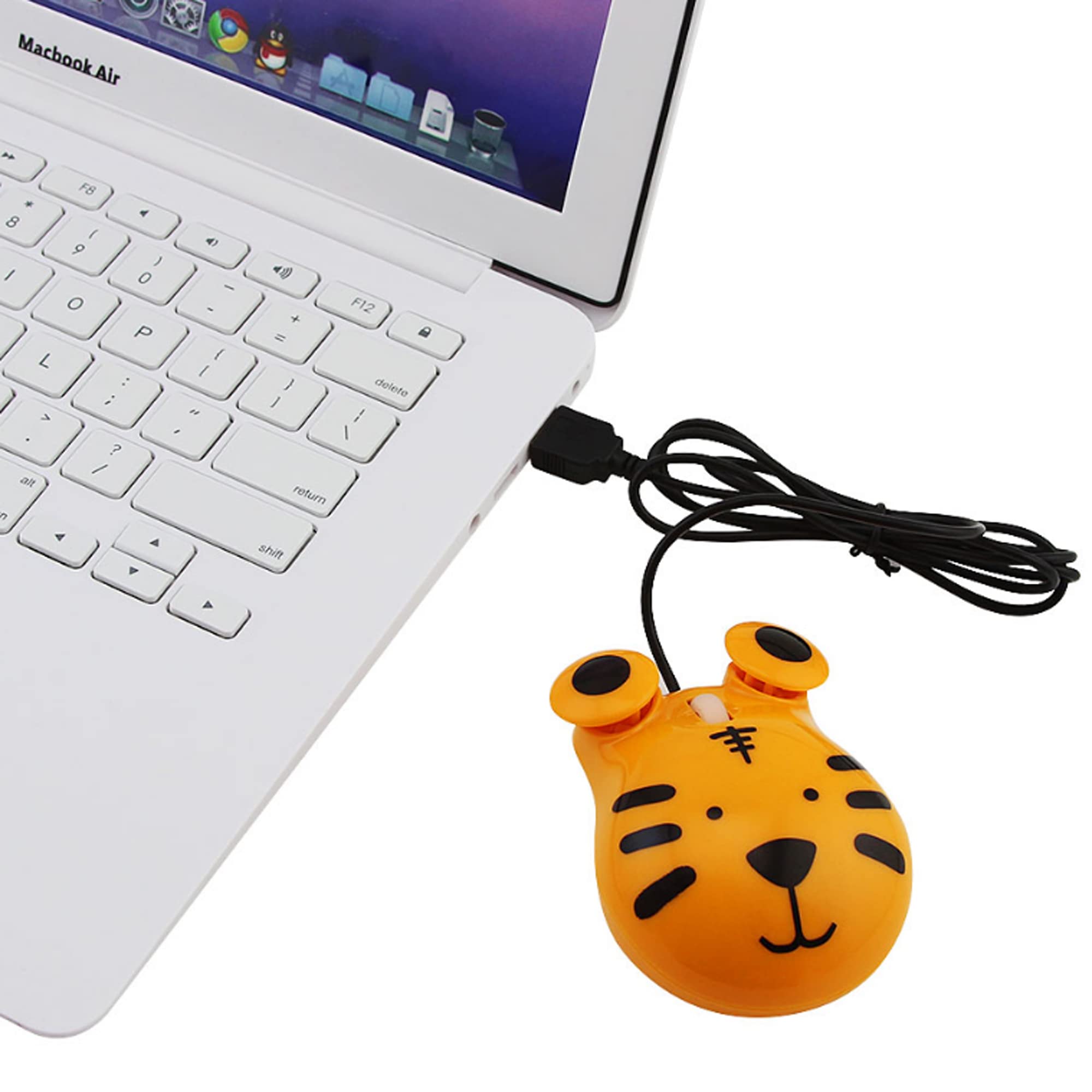 Tiger Shaped USB Wired Optical Mouse - 1600DPI 3-Button Computer Mouse with 3.2ft Cord for PC Laptop Notebook - Cute Animal Design Perfect for School Kids & Children (Orange) - Great Gift Idea for Students & Office Use