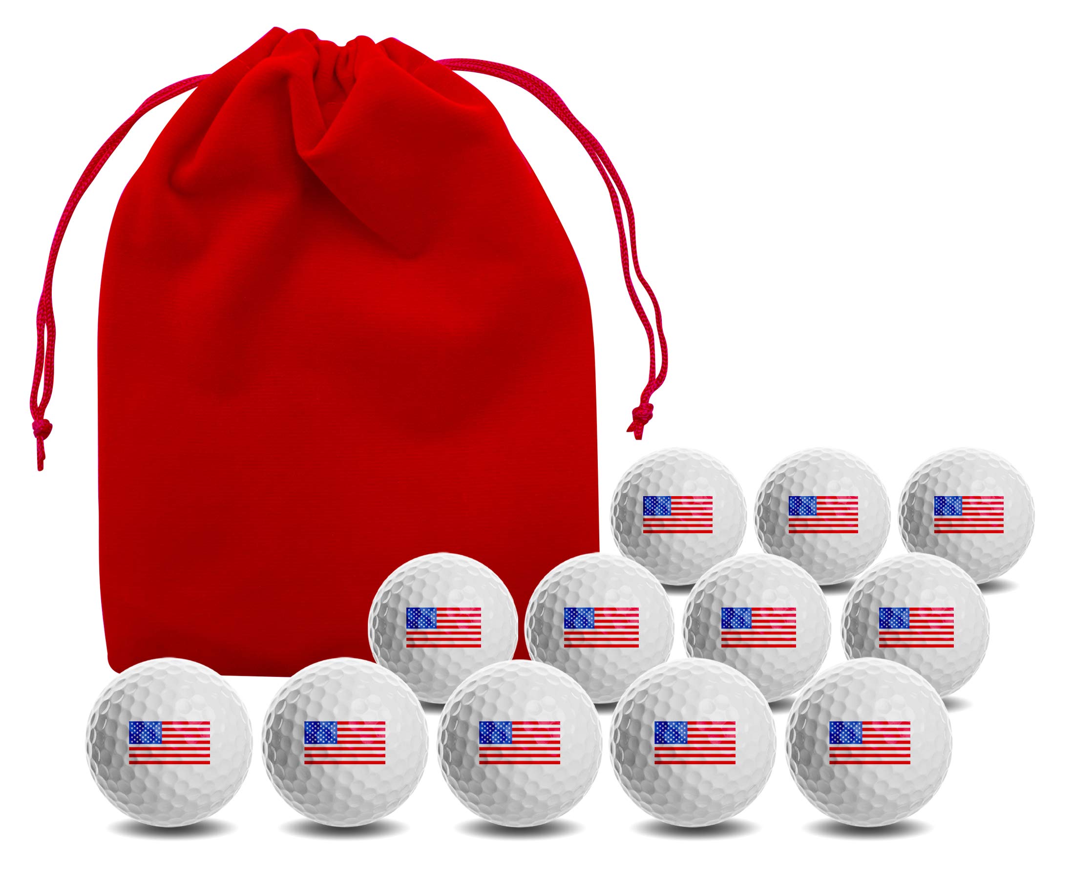 USA Patriotic Golf Balls with American Flag Design & Red Accessory Pouch - Perfect for 4th of July, Memorial Day & Outdoor Sports Enthusiasts