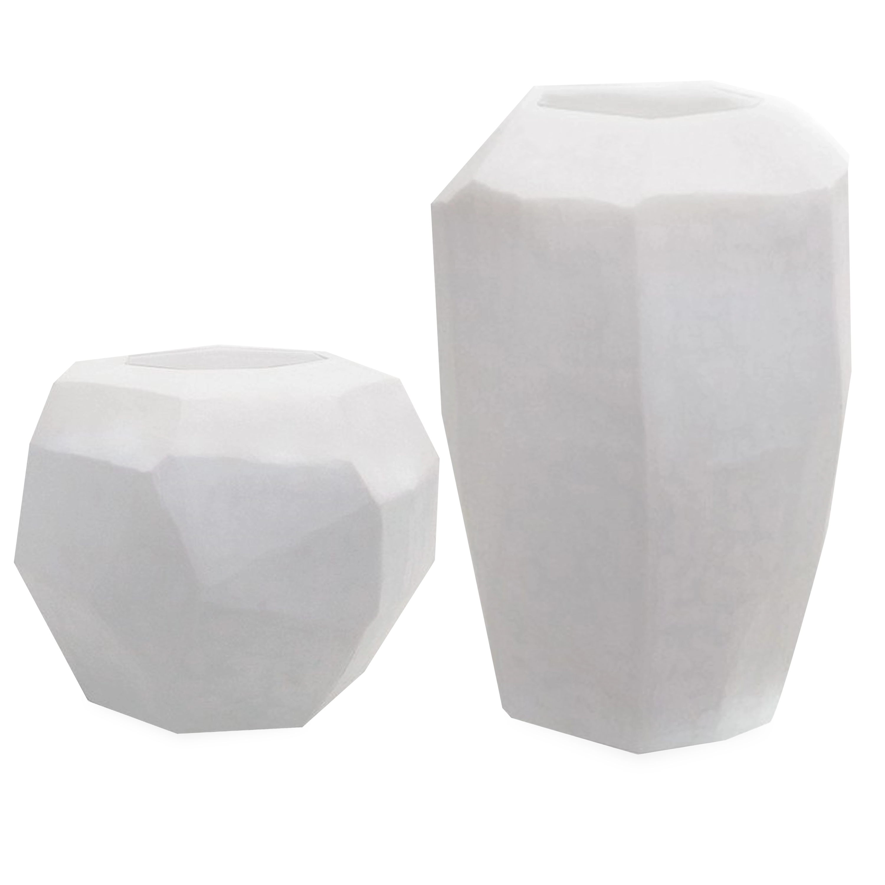 Modern Cubist Opal Glass Vase - Handmade Geometric Home Decor for Living Room, Office & Wedding Centerpiece