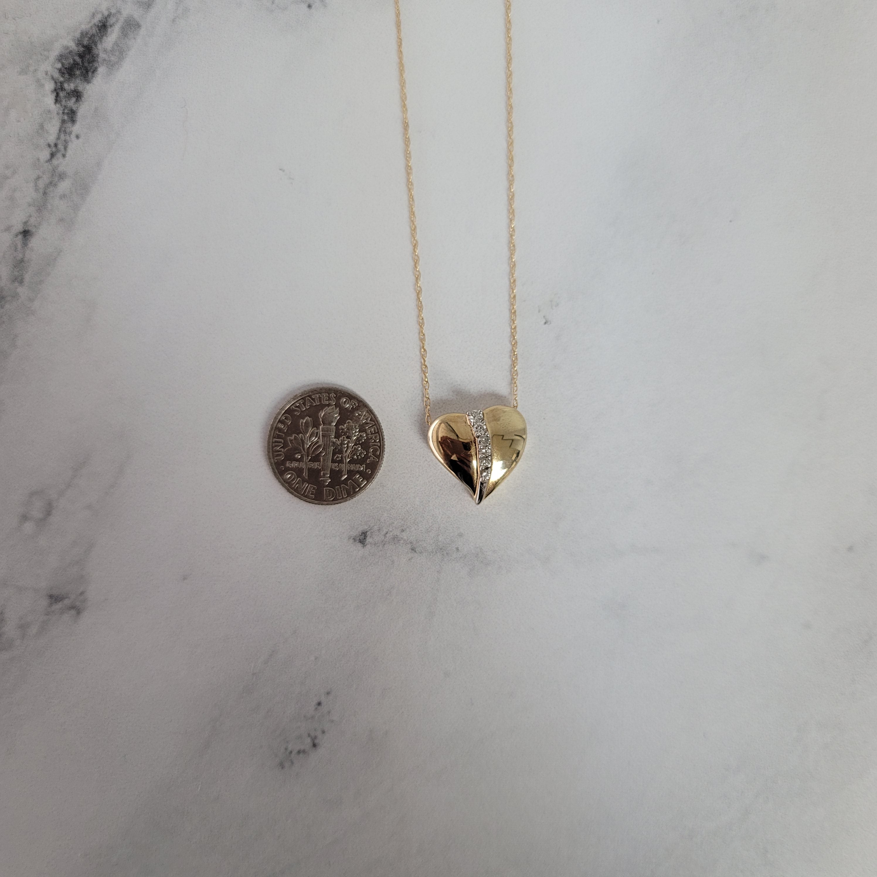 Bubble Heart Shaped Diamond Necklace .20cttw 14k Yellow Gold - Elegant Valentine's Day Gift for Her, Anniversary Jewelry