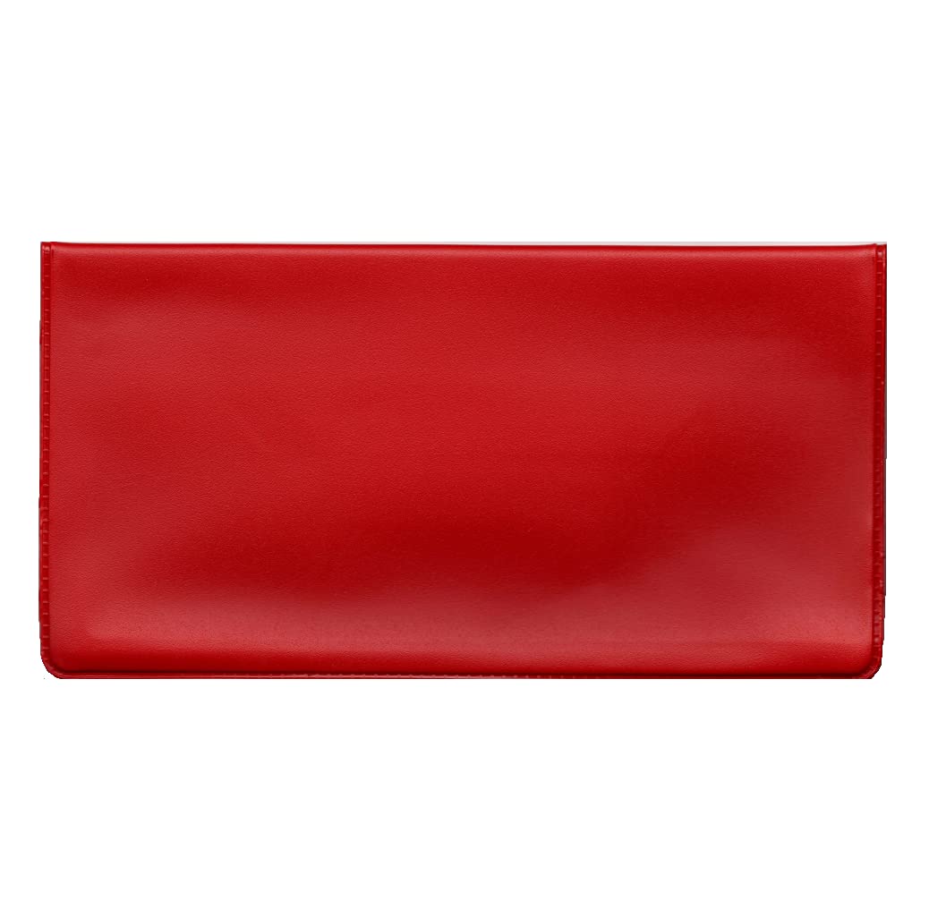 Vinyl Checkbook Cover for Top Tear Personal Checks - Candy Red | Durable Wallet Organizer for Checkbooks, Perfect for Everyday Banking & Bill Payments