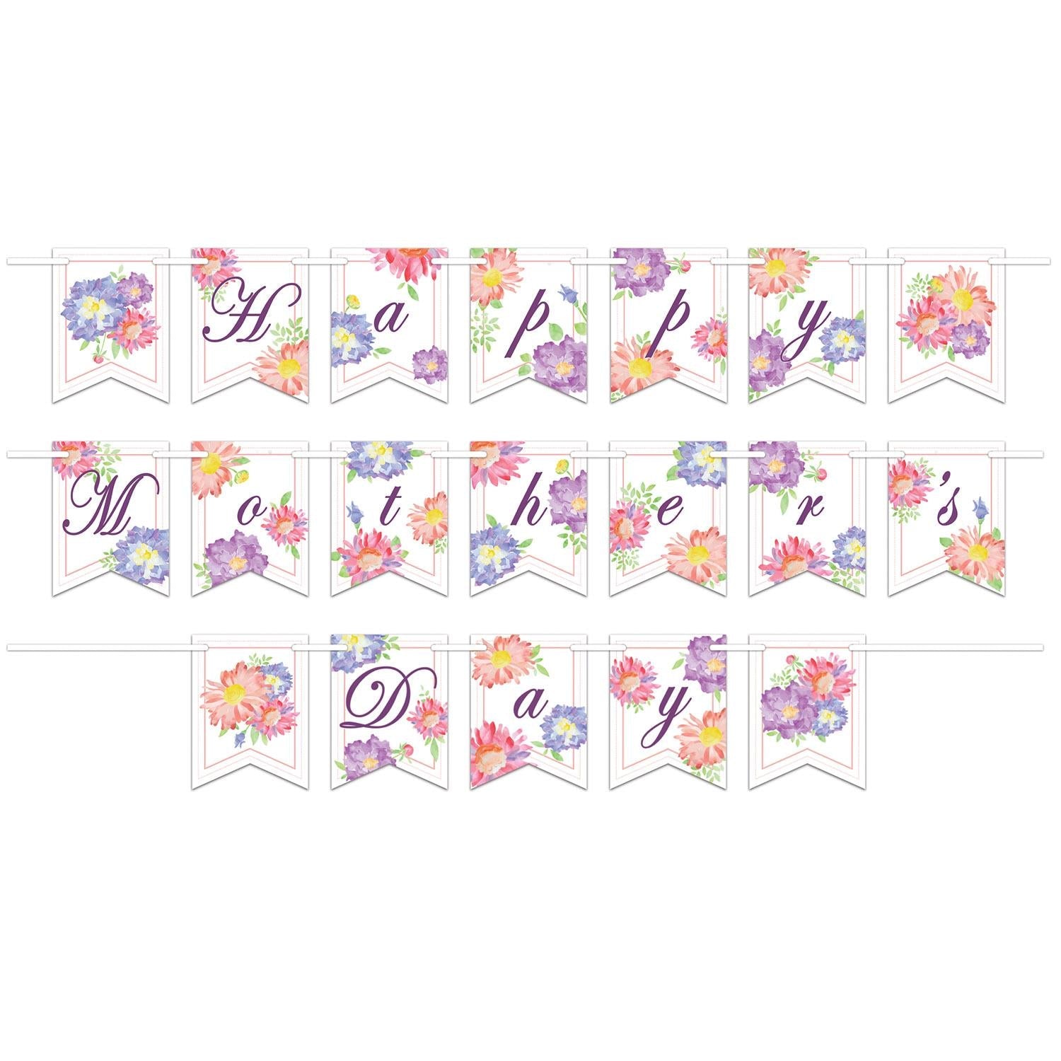 12 Pack Beistle Happy Mother's Day Streamers - Colorful Party Decorations for Mother's Day Celebrations, Baby Showers & Family Gatherings
