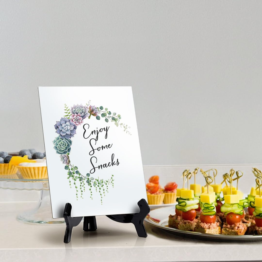 Floral Crescent Design Enjoy Some Snacks Table Sign with Easel - 6