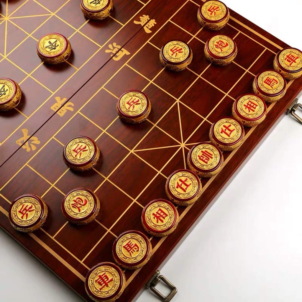 Premium Chinese Chess Set - Xiangqi Strategy Board Game with Folding Board, High-Quality Material for 2 Players (5cm/2