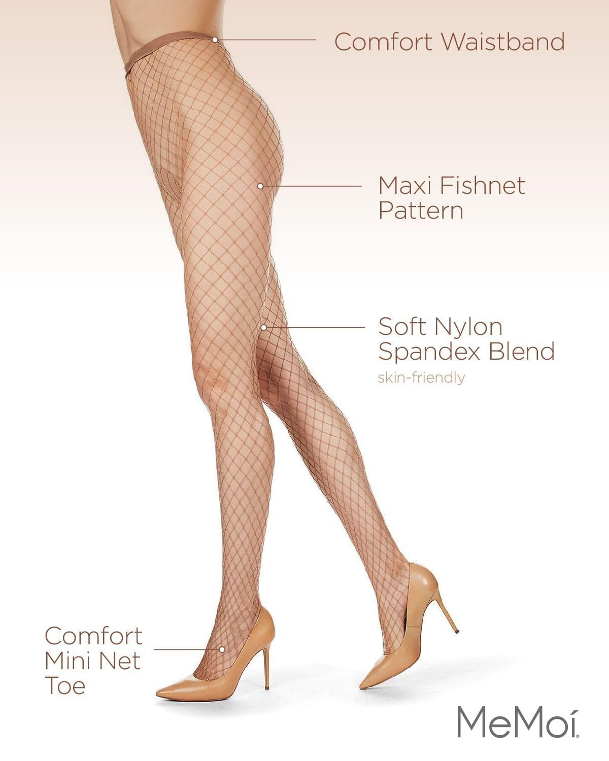 MeMoi Black Fishnet Stockings for Women - Sexy Comfortable Tights S-XL for Party & Fashion