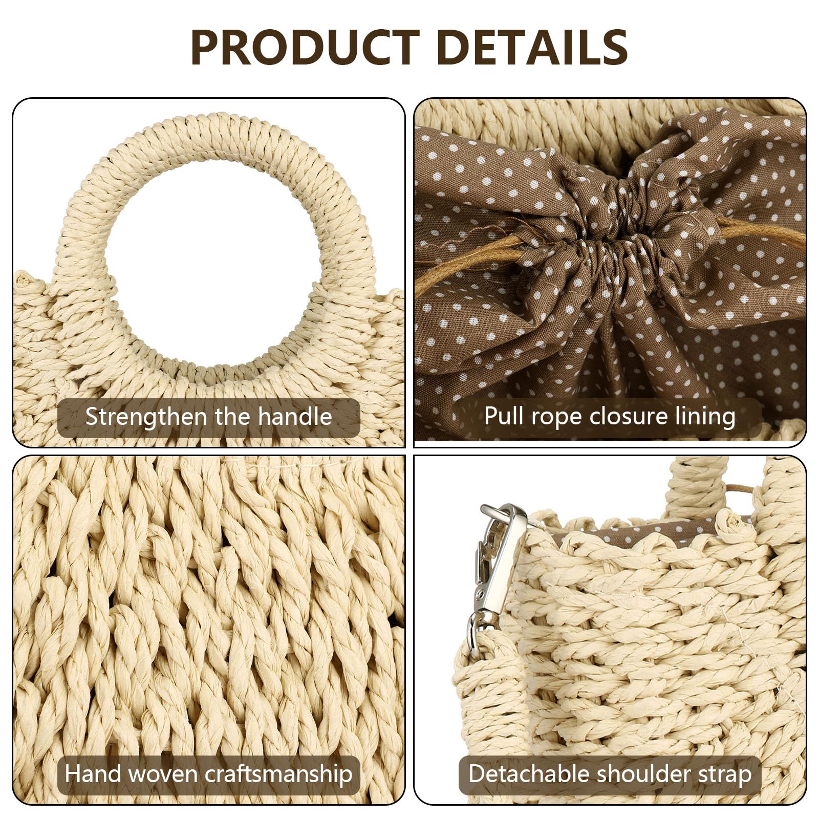 Straw Hobo Bag for Women - Crossbody Rattan Purse for Beach & Travel