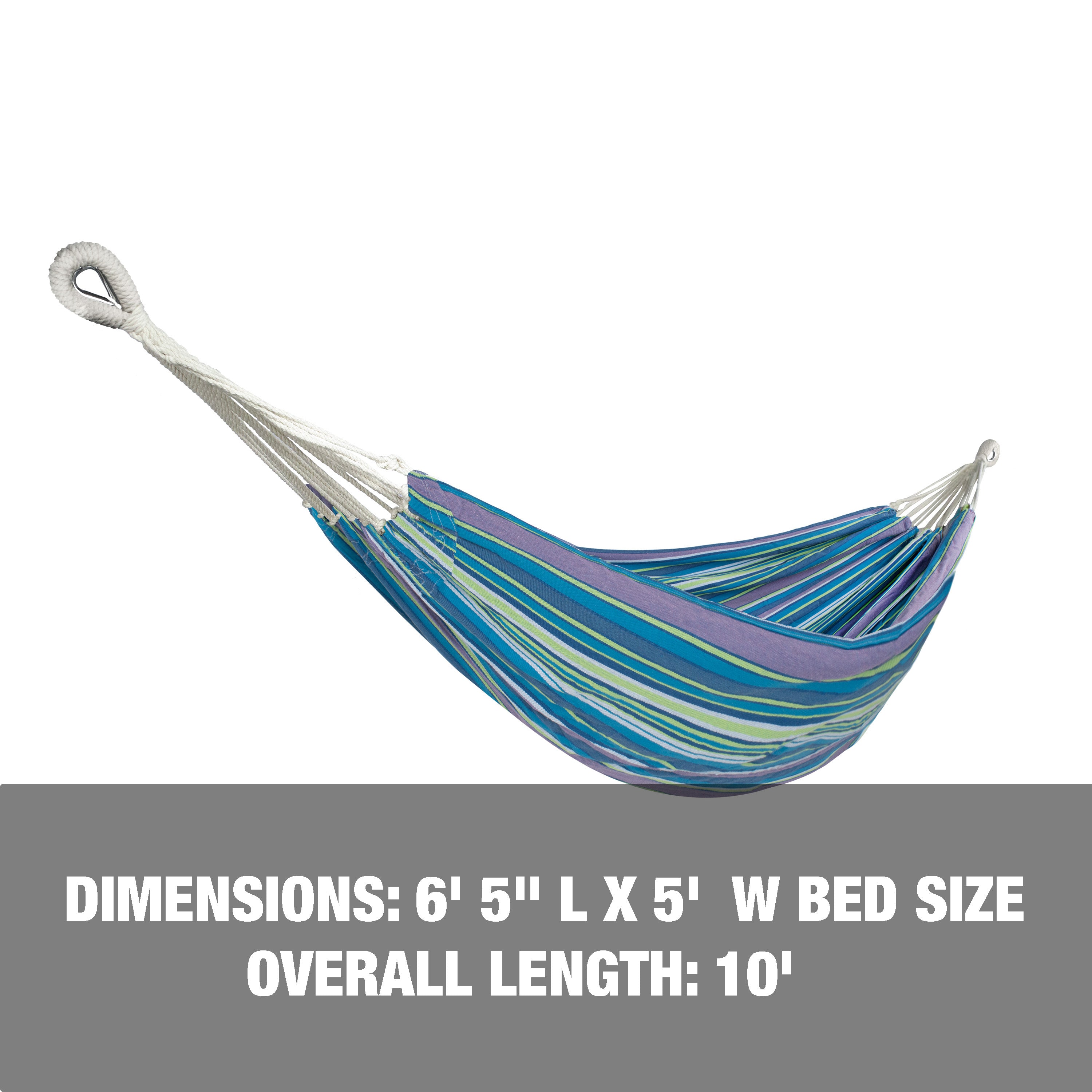 Bliss Hammocks BH 401 MB Double Hammock with Carrying Bag, Rope Loops & Hanging Hardware - 60 Inch Wide, 265 LB Capacity - Perfect for Camping, Backyard Relaxation & Beach Outings (Malibu Blue)