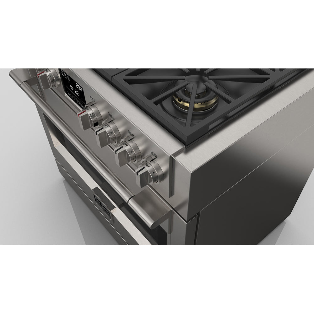 Fulgor Milano 36-Inch 600 Series Dual Fuel Range with 6 Burners - Stainless Steel Professional Gas Stove & Electric Oven (Model F6PDF366S1) - Perfect for Gourmet Cooking & Large Family Kitchens