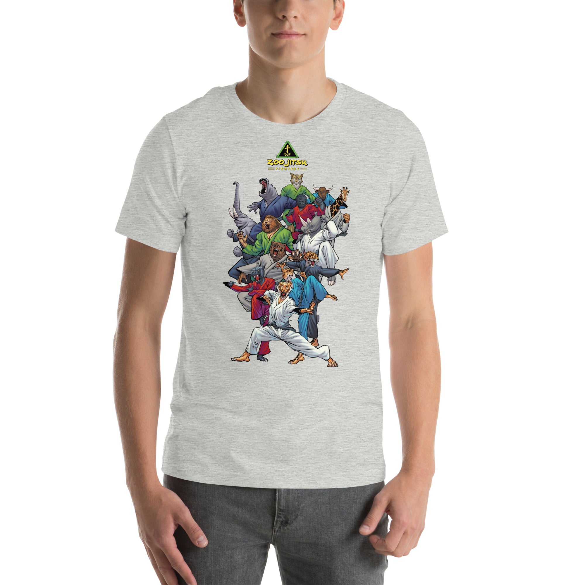Zoo Jitsu Fighters Graphic Unisex T-Shirt by Guilherme Balbi - Comfortable Cotton Tee for Martial Arts Fans & Streetwear Fashion | Perfect for Training, Gyms, and Casual Wear