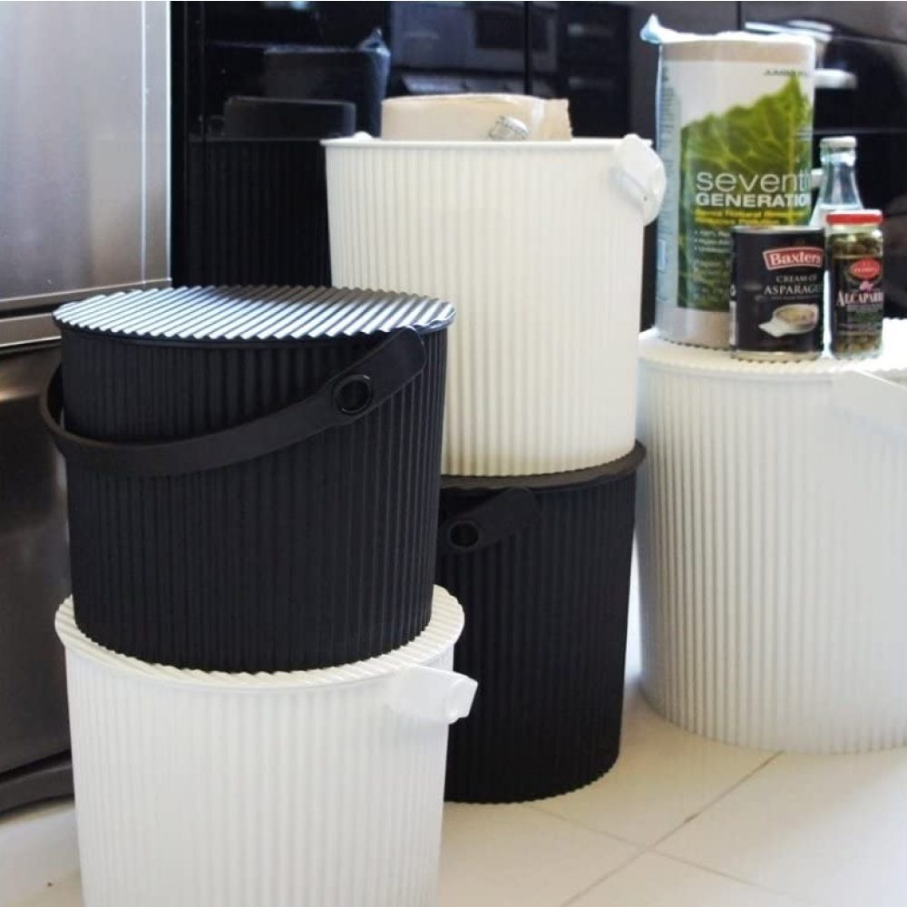 HACHIMAN KASEI 8L Black OmnioUtil Storage Bin with Lid - Multi-Purpose Cleaning Organizer for Home, Kitchen, Bathroom & Office Organization