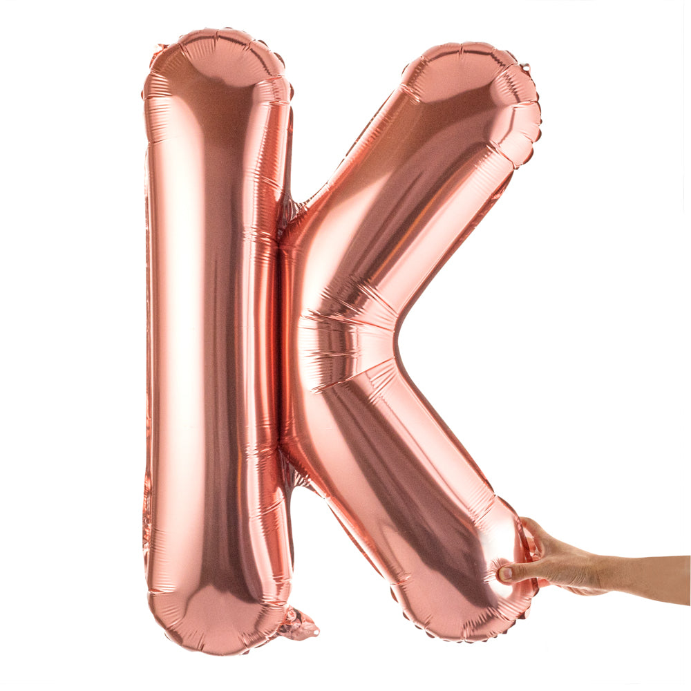 Rose Gold Mylar Letter K Balloon - 40 Inch Large Foil Alphabet Balloon for Birthday Party Decorations, Wedding, Anniversary & Graduation Celebrations - 1 Count Box