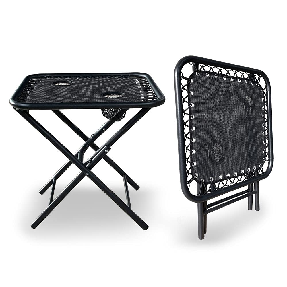 VOUNOT 2-Pack Foldable Outdoor Lounge Chair with Side Table & Cup Holder - Reclining Patio Chair with Removable Headrest, Supports 120KG - Perfect for Garden, Poolside, Beach & Backyard Relaxation